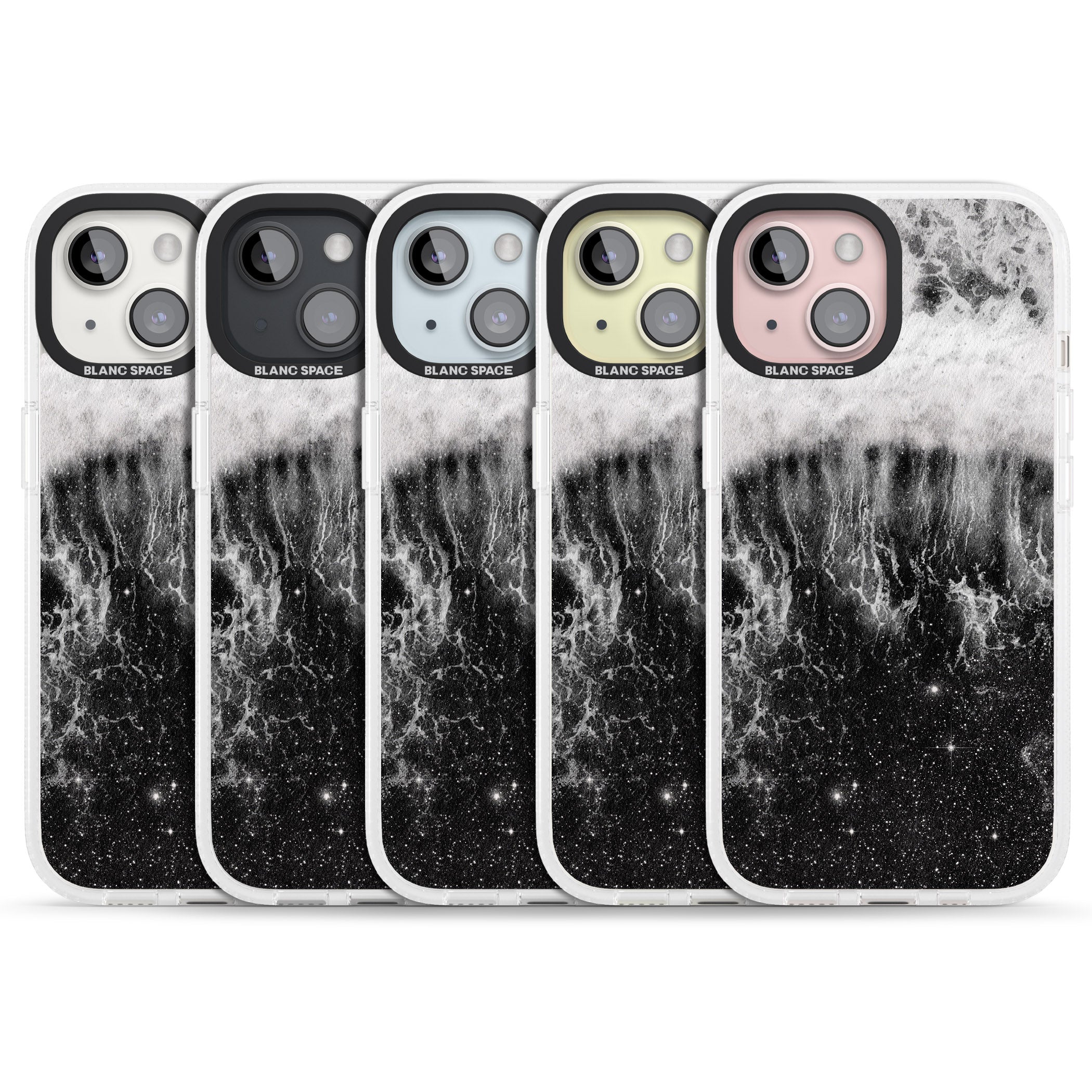 Ocean Wave Galaxy Print iPhone 15 / 14 / 13 Clear Case Impact Air - Blanc Space
