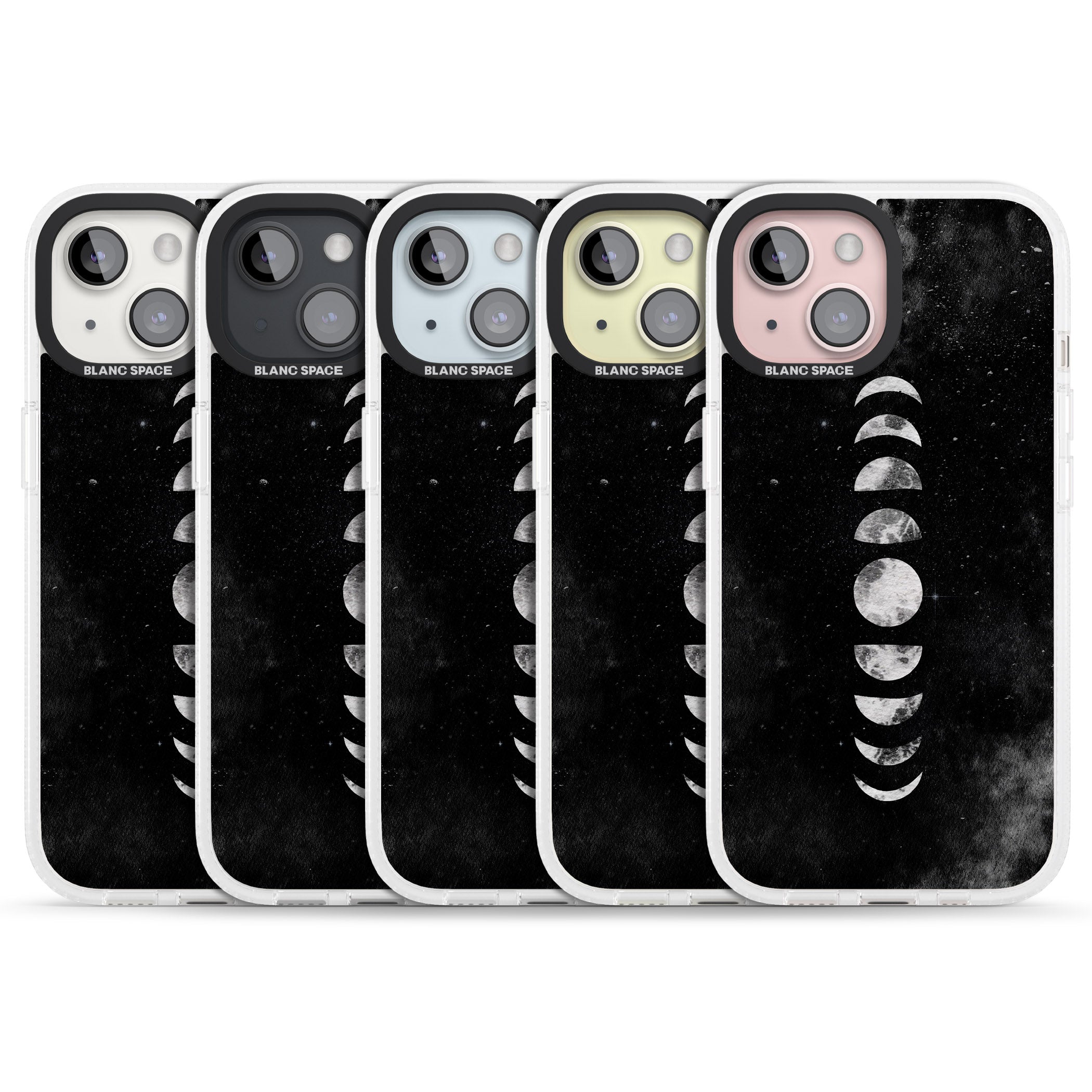 Watercolour Moon Phases iPhone 15 / 14 / 13 Clear Case Impact Air - Blanc Space
