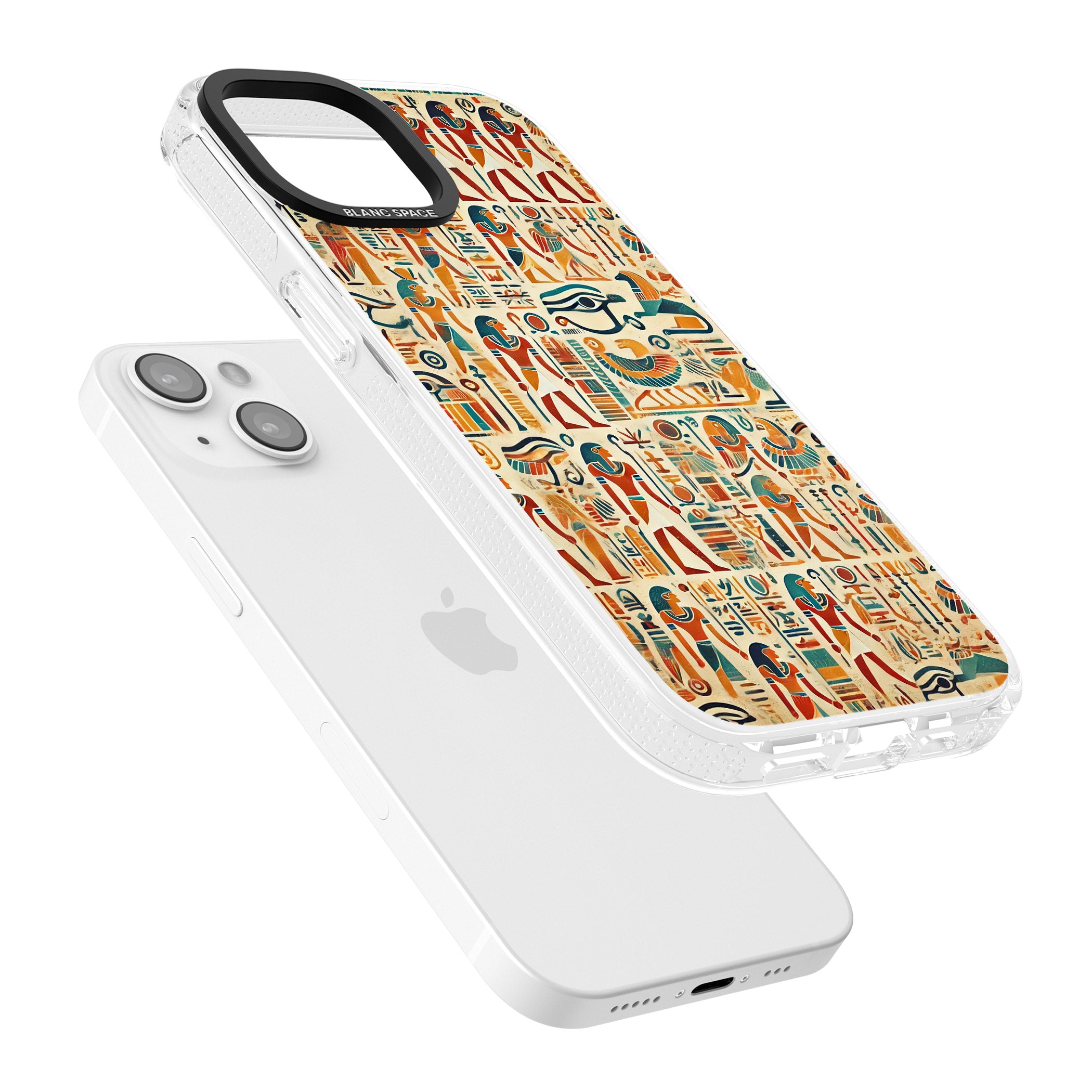 Egyptian Heiroglyphics iPhone 15 / 14 / 13 Clear Case Impact Air - Blanc Space