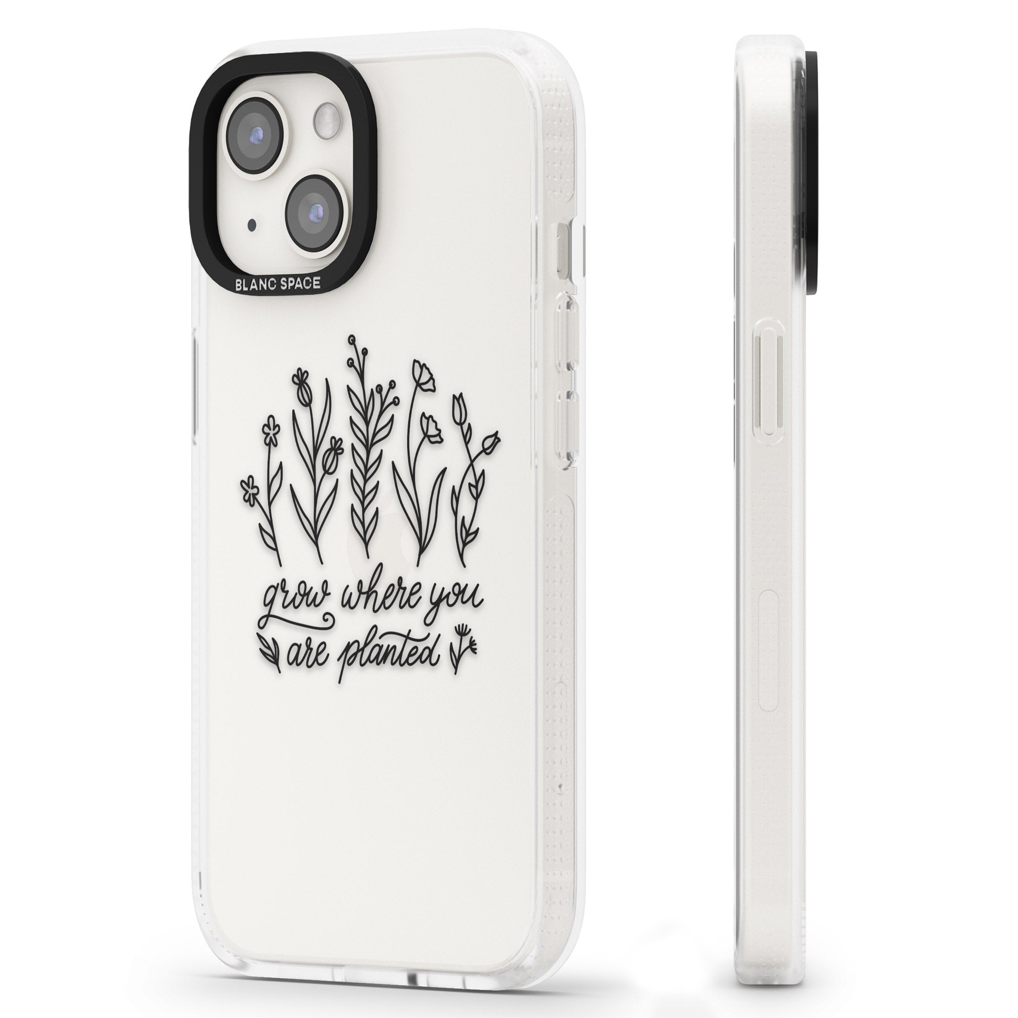 Grow where you are planted iPhone 15 / 14 / 13 Clear Case Impact Air - Blanc Space