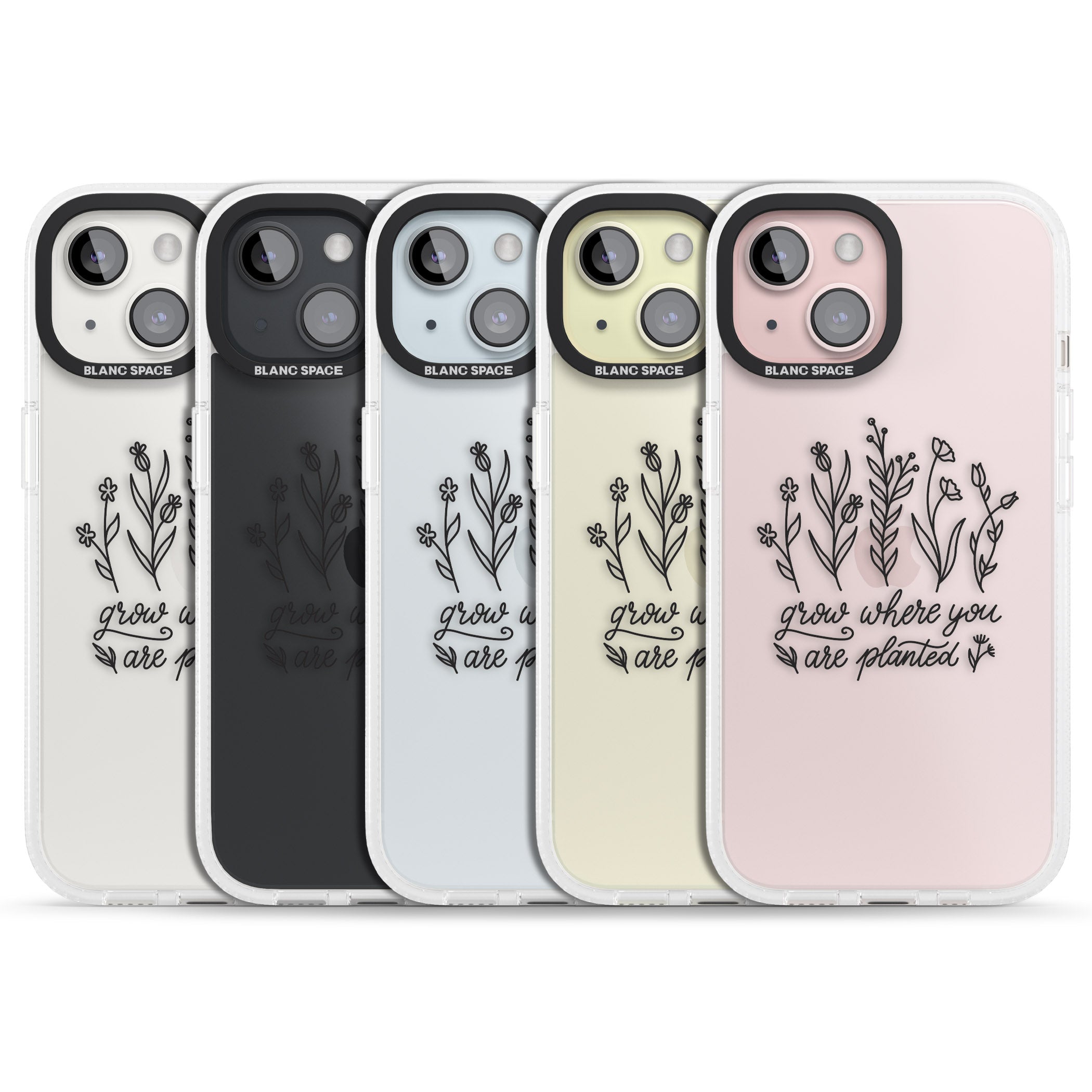 Grow where you are planted iPhone 15 / 14 / 13 Clear Case Impact Air - Blanc Space