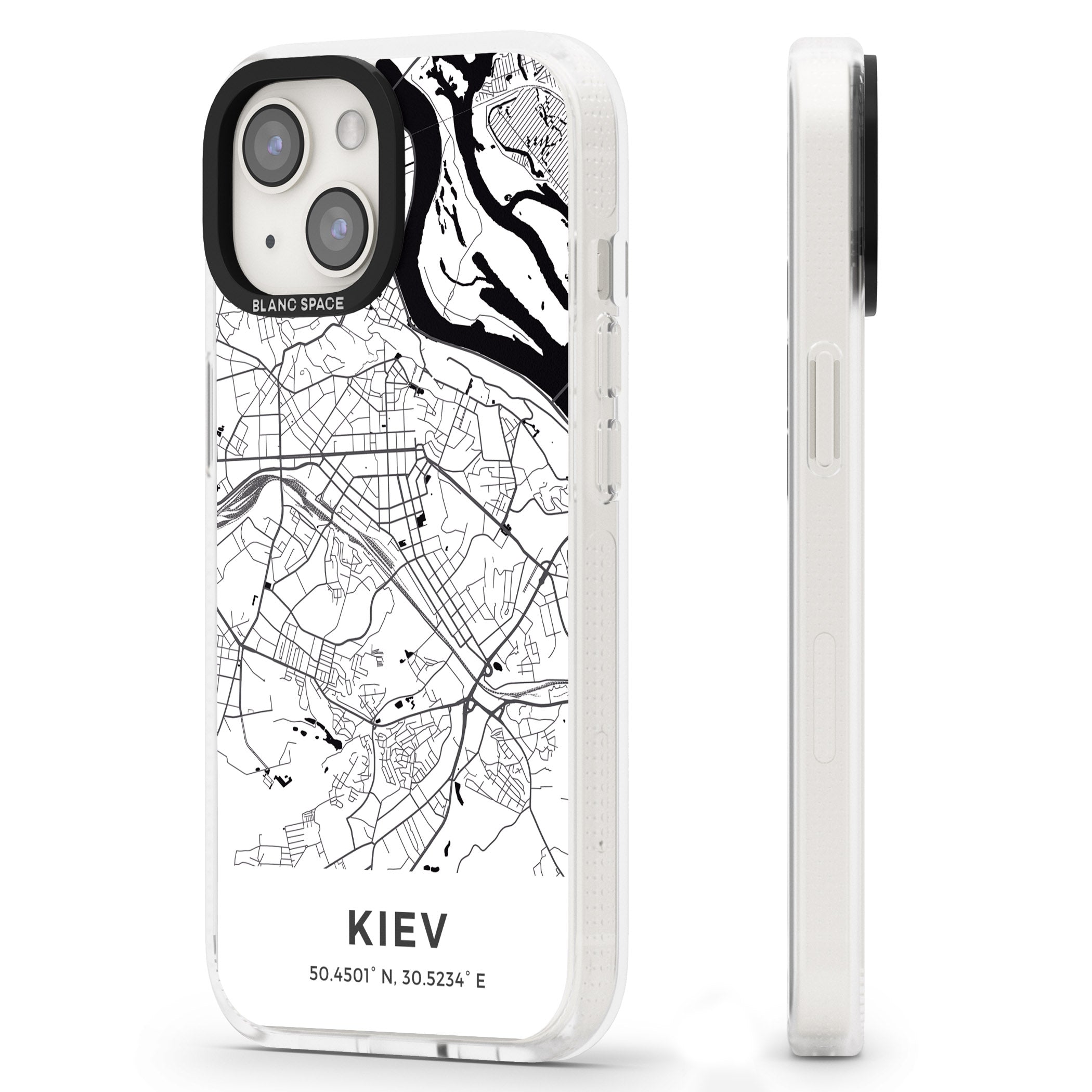 Map of Kiev, Ukraine iPhone 15 / 14 / 13 Clear Case Impact Air - Blanc Space