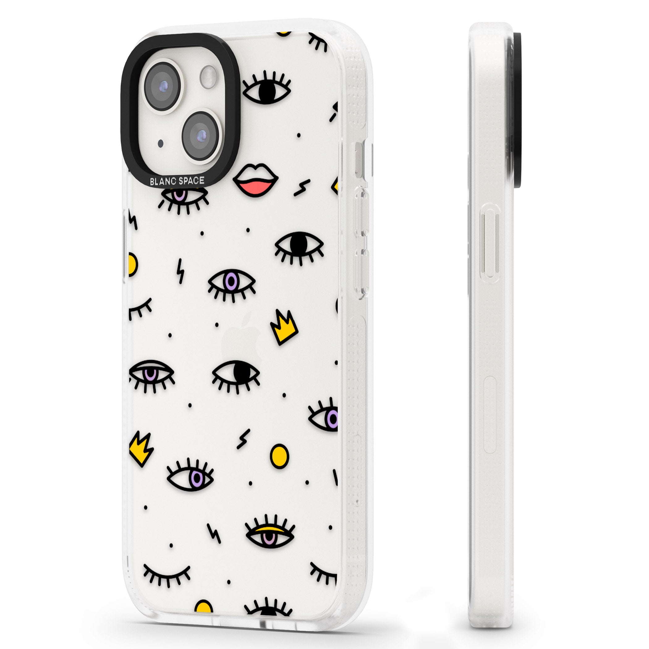 Eyes & Lips Icons iPhone 15 / 14 / 13 Clear Case Impact Air - Blanc Space