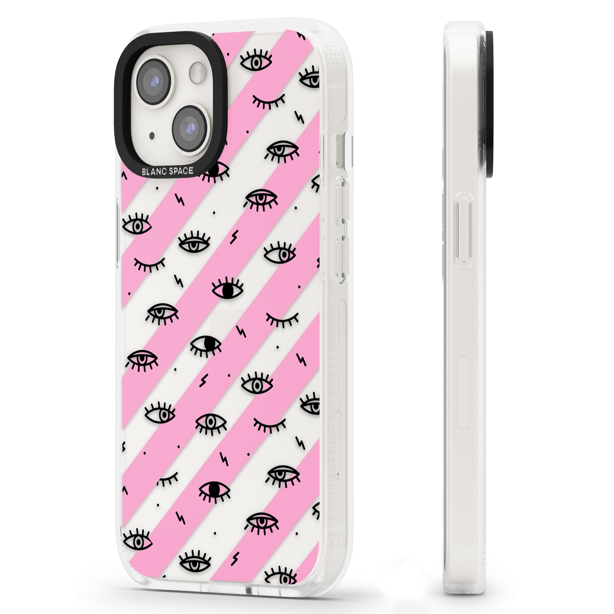 Pink Stripe Eyes iPhone 15 / 14 / 13 Clear Case Impact Air - Blanc Space