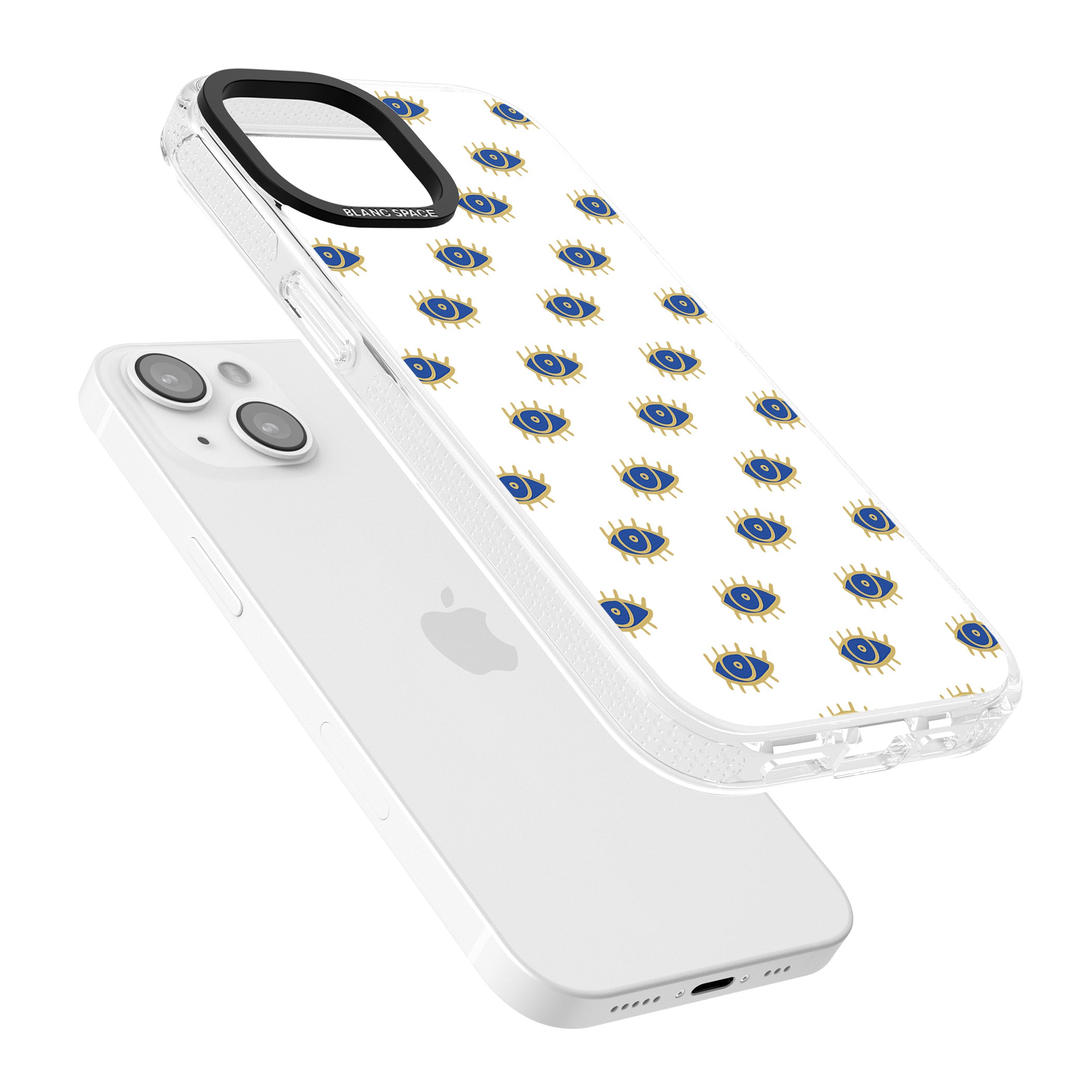 Gold Eyes Psychedelic Eyes Pattern iPhone 15 / 14 / 13 Clear Case Impact Air - Blanc Space
