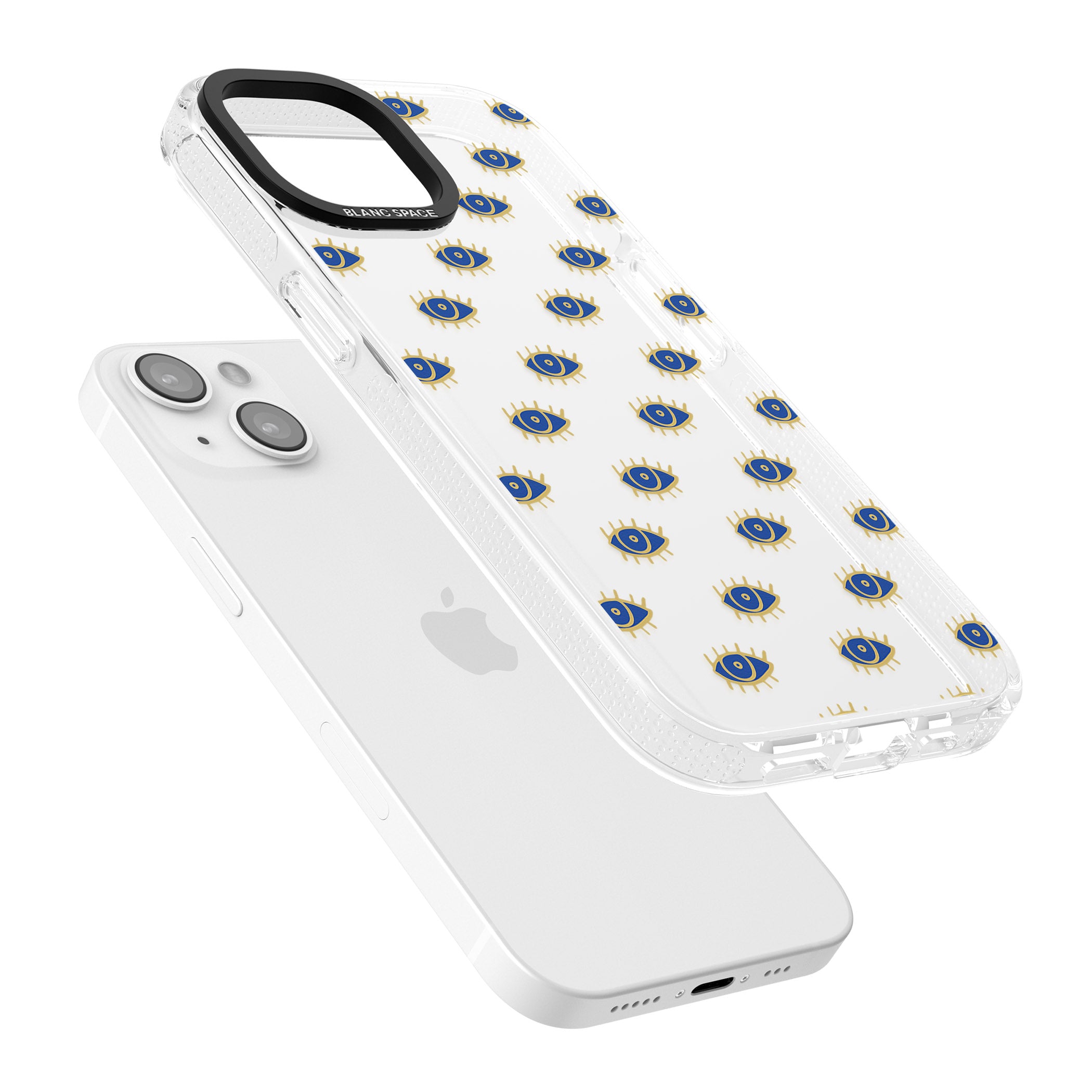 Gold Eyes (Clear) Psychedelic Eyes Pattern iPhone 15 / 14 / 13 Clear Case Impact Air - Blanc Space