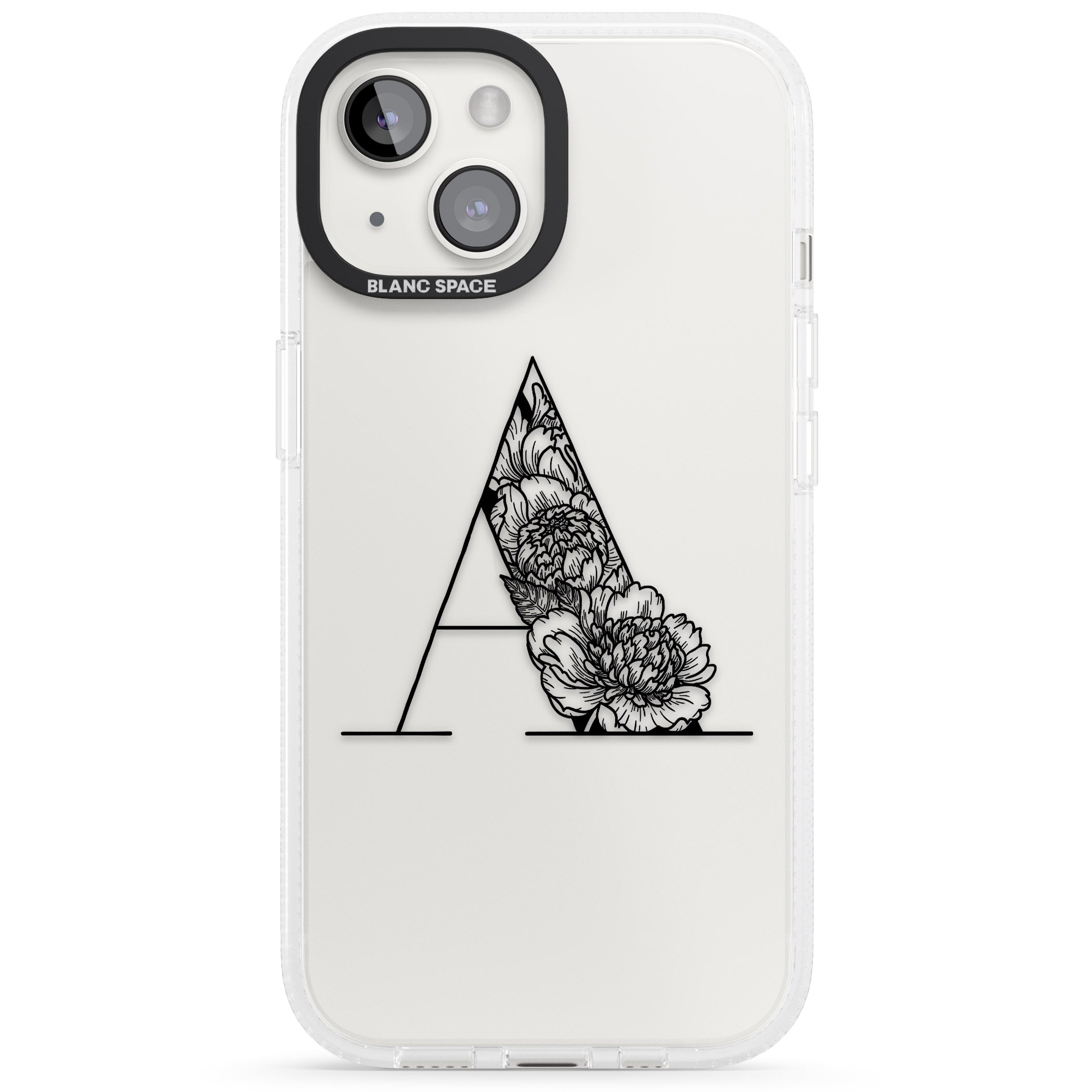 Floral Monogram Letter iPhone 15 / 14 / 13 Clear Case Impact Air - Blanc Space