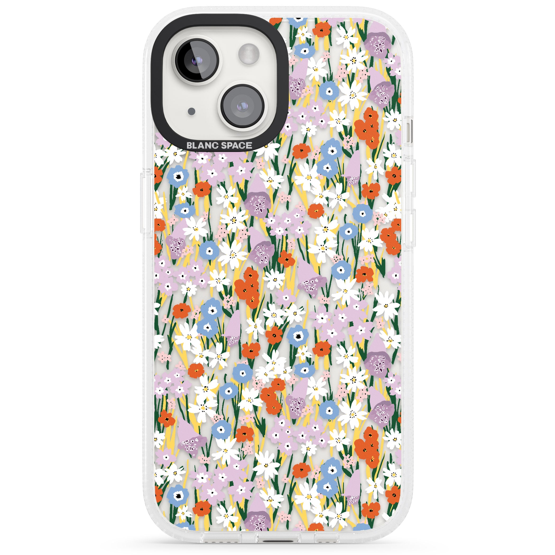 Energetic Floral Mix: Transparent iPhone 15 / 14 / 13 Clear Case Impact Air - Blanc Space