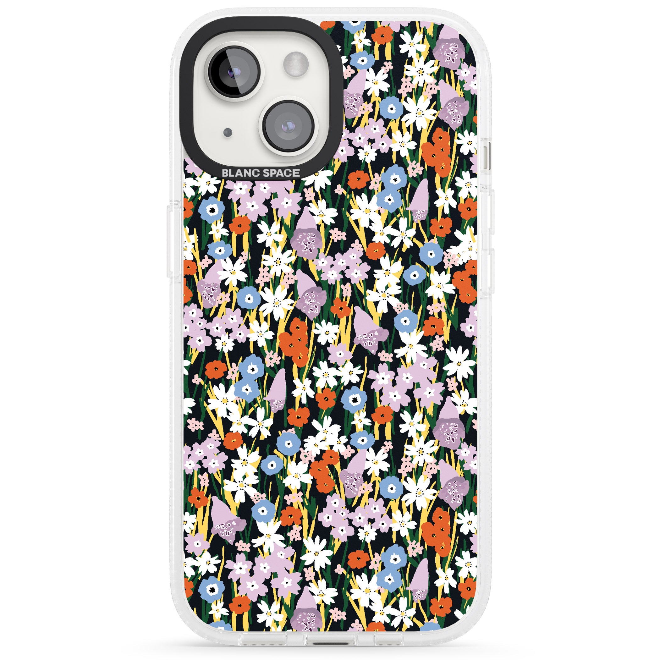Energetic Floral Mix: Solid iPhone 15 / 14 / 13 Clear Case Impact Air - Blanc Space