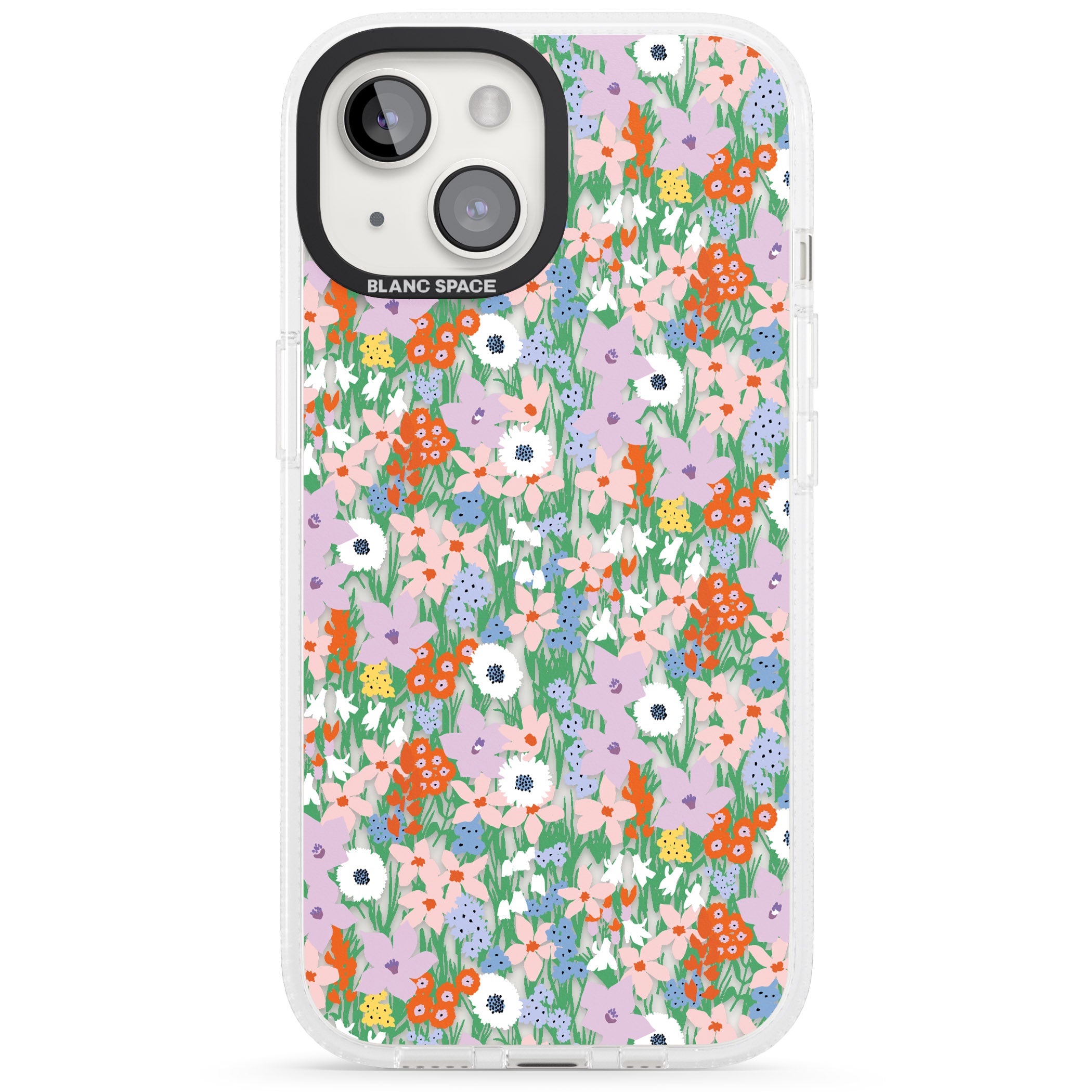 Jazzy Floral Mix: Transparent iPhone 15 / 14 / 13 Clear Case Impact Air - Blanc Space