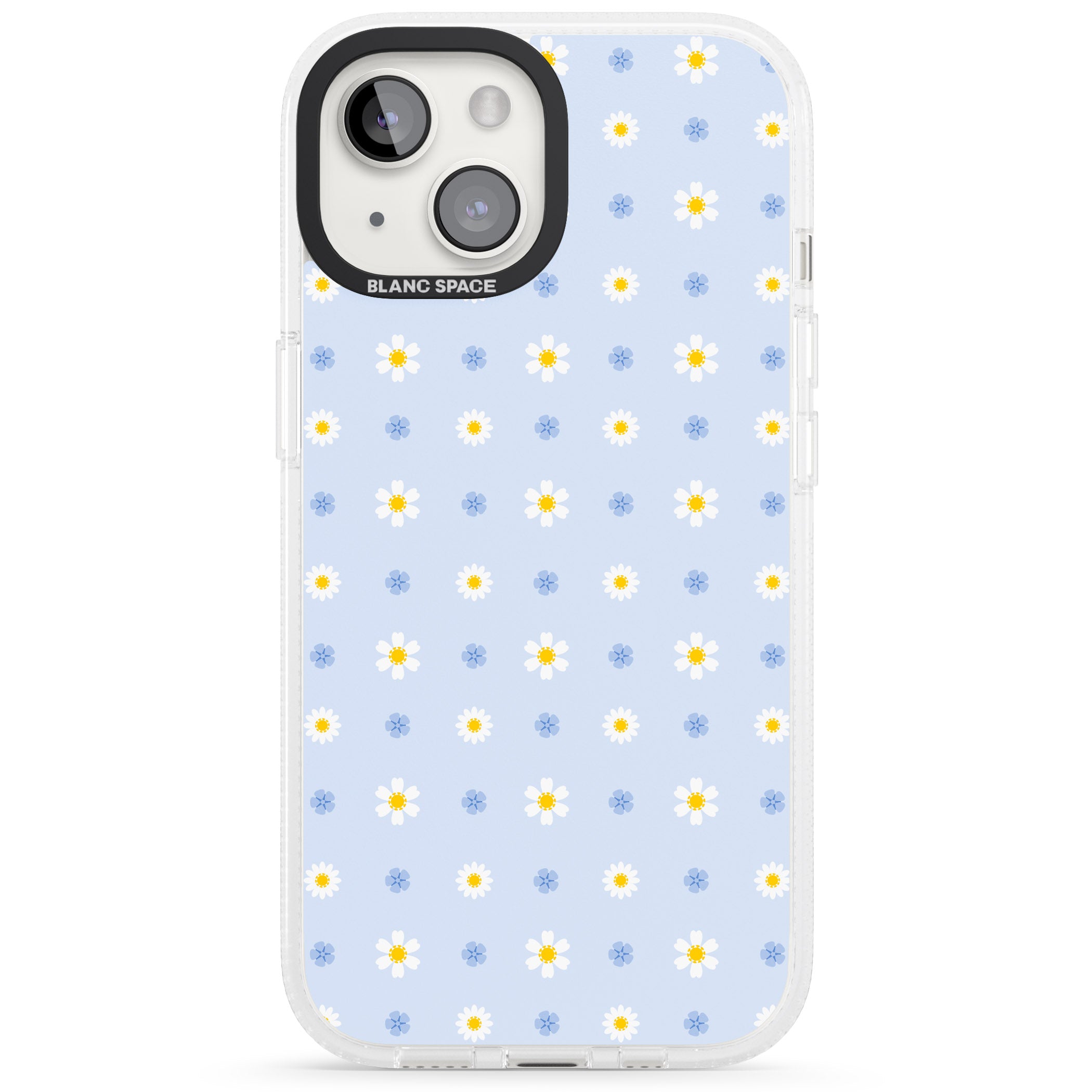 Pale Blue Daisies iPhone 15 / 14 / 13 Clear Case Impact Air - Blanc Space
