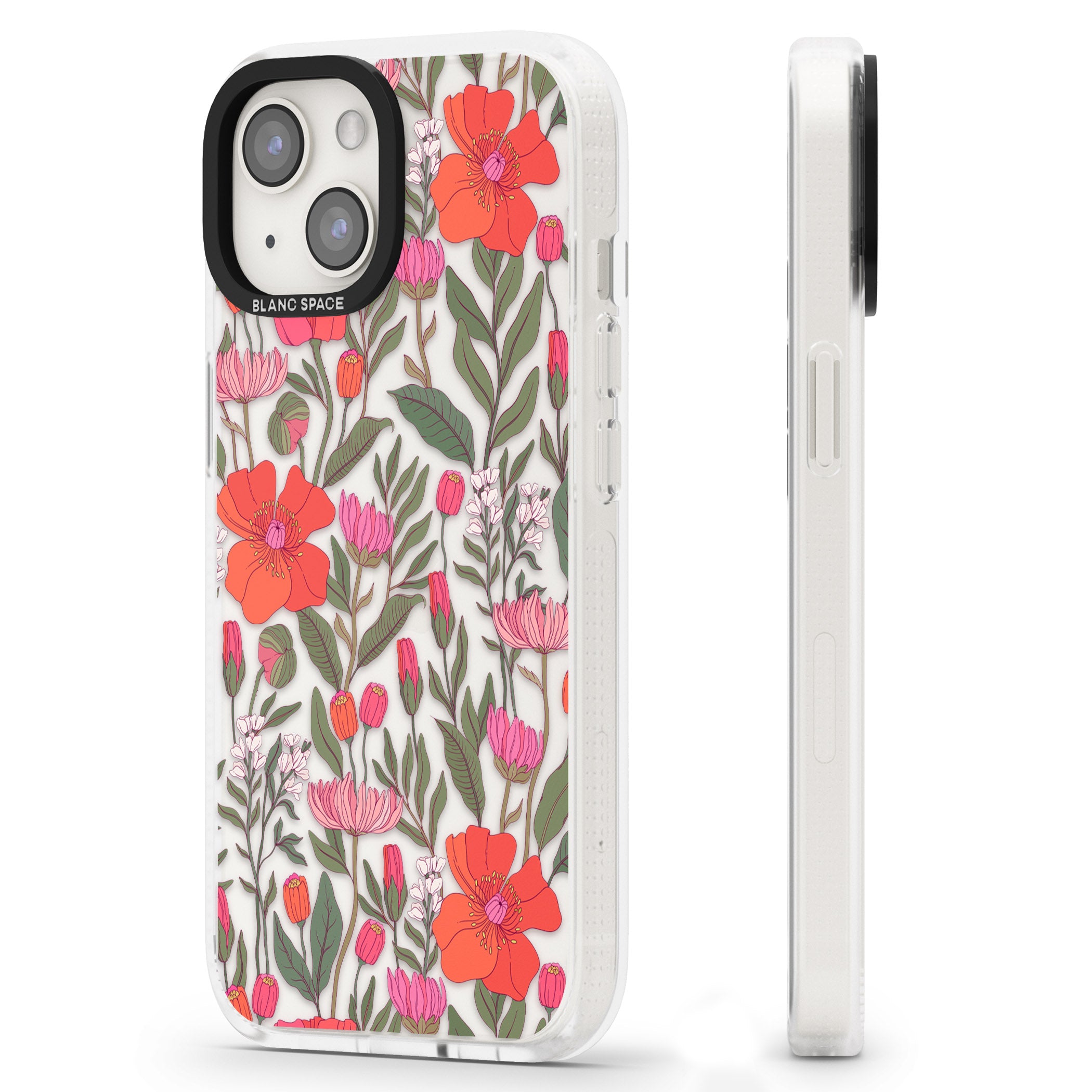 Peachy Floral iPhone 15 / 14 / 13 Clear Case Impact Air - Blanc Space