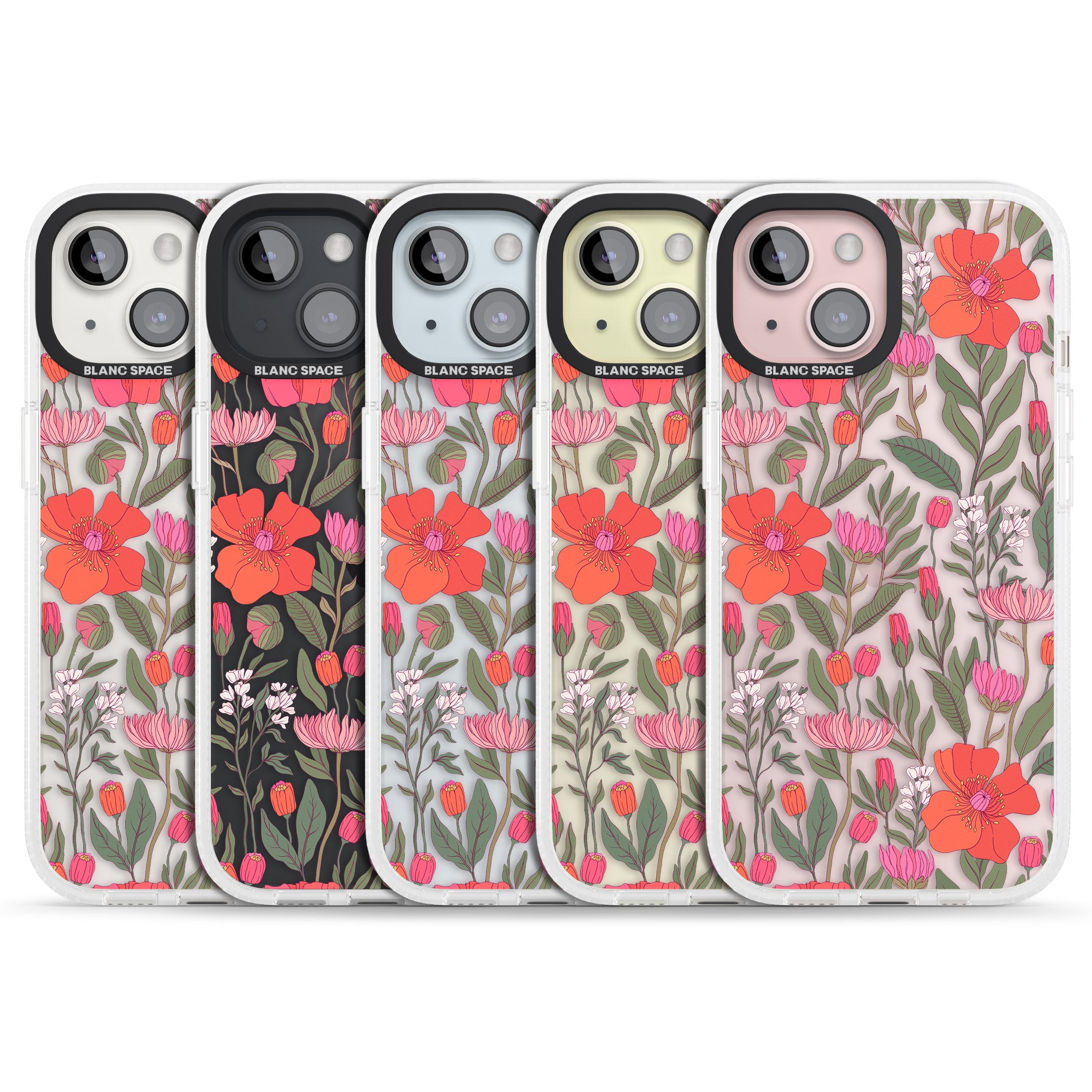 Peachy Floral iPhone 15 / 14 / 13 Clear Case Impact Air - Blanc Space