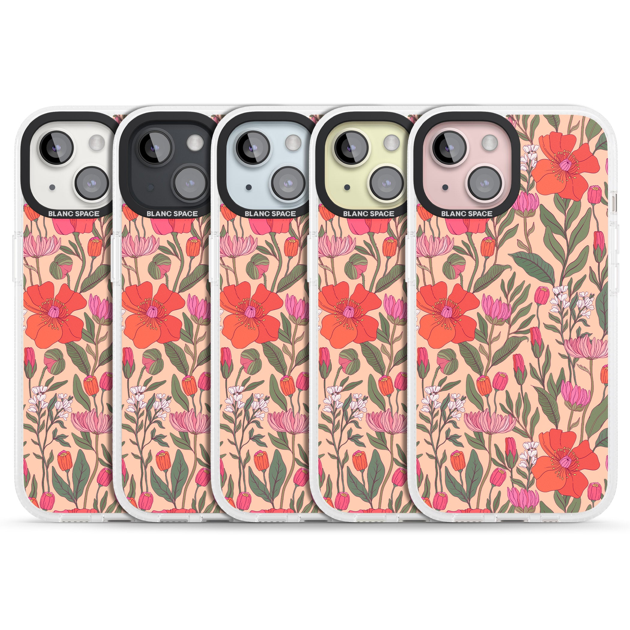 Peachy Floral - Background iPhone 15 / 14 / 13 Clear Case Impact Air - Blanc Space