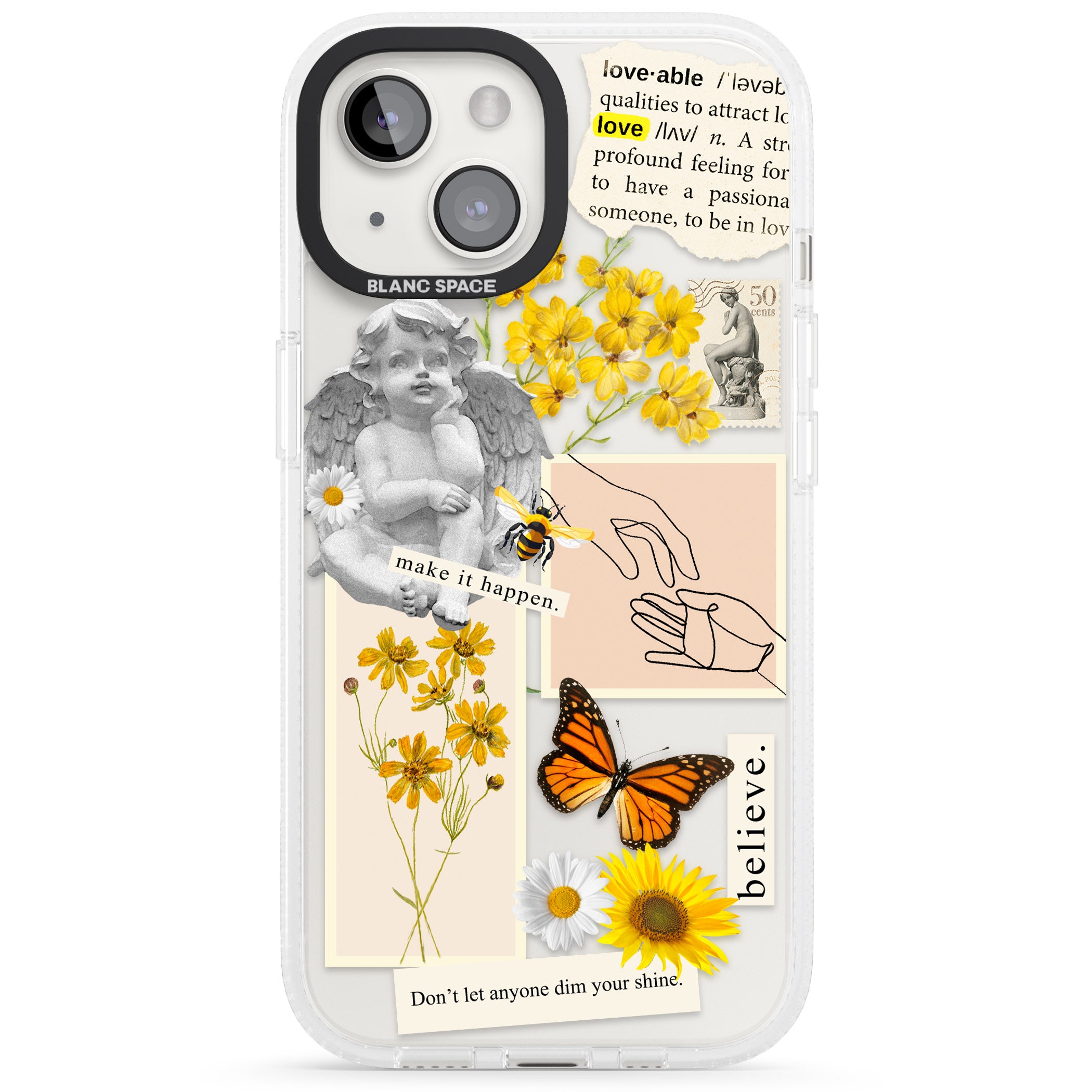 Vintage Wildflower Collage iPhone 15 / 14 / 13 Clear Case Impact Air - Blanc Space