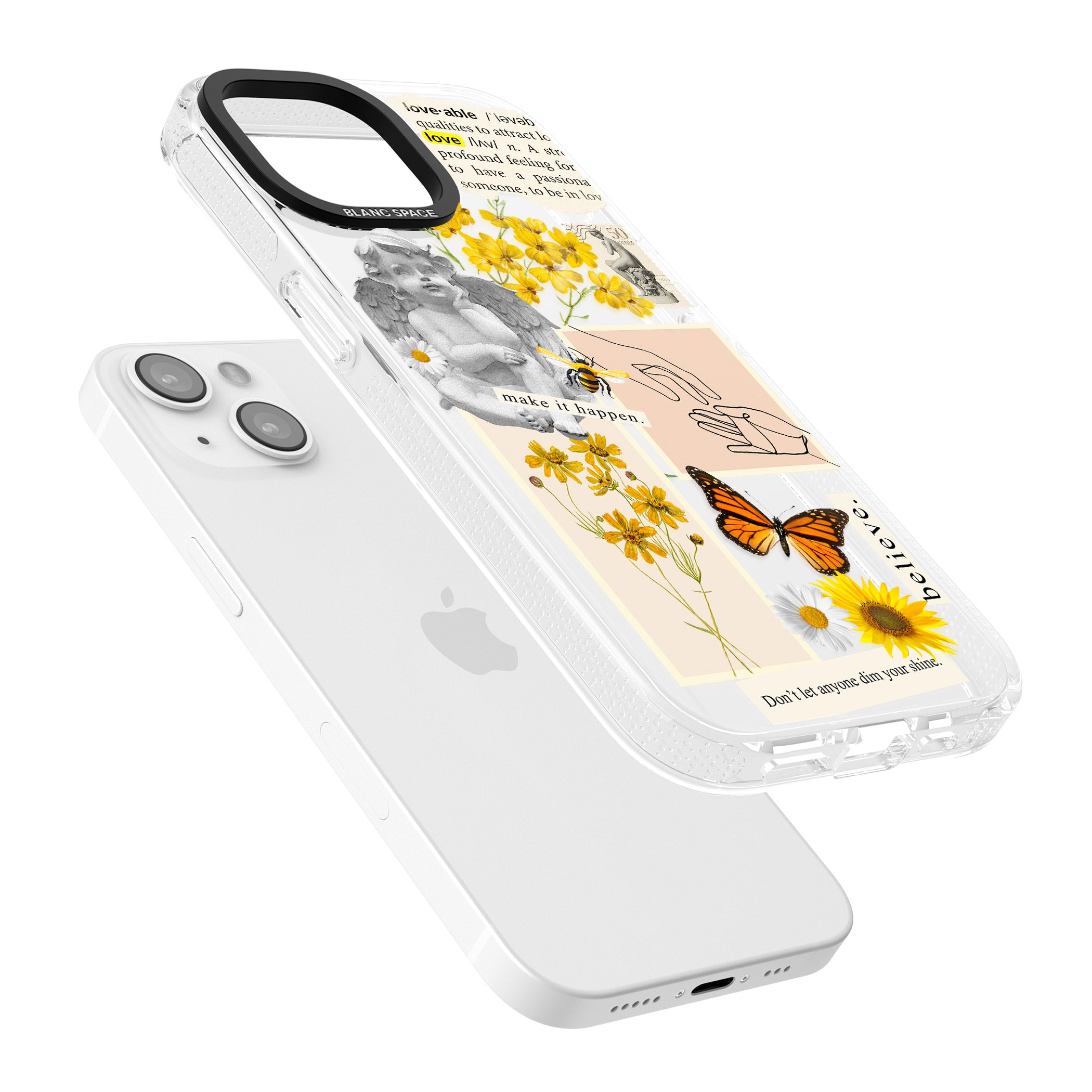 Vintage Wildflower Collage iPhone 15 / 14 / 13 Clear Case Impact Air - Blanc Space