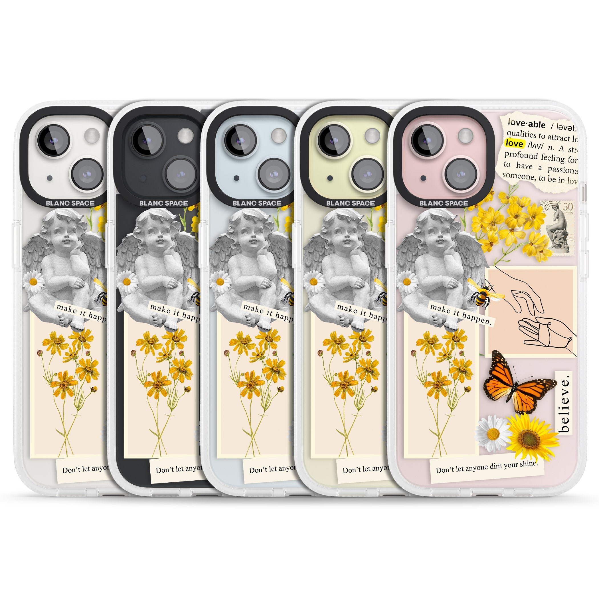 Vintage Wildflower Collage iPhone 15 / 14 / 13 Clear Case Impact Air - Blanc Space