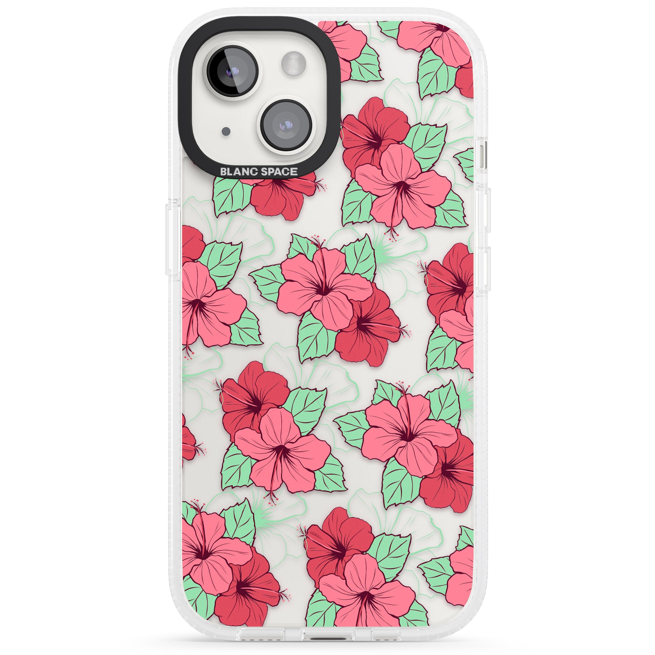 Pink Peony iPhone 15 / 14 / 13 Clear Case Impact Air - Blanc Space