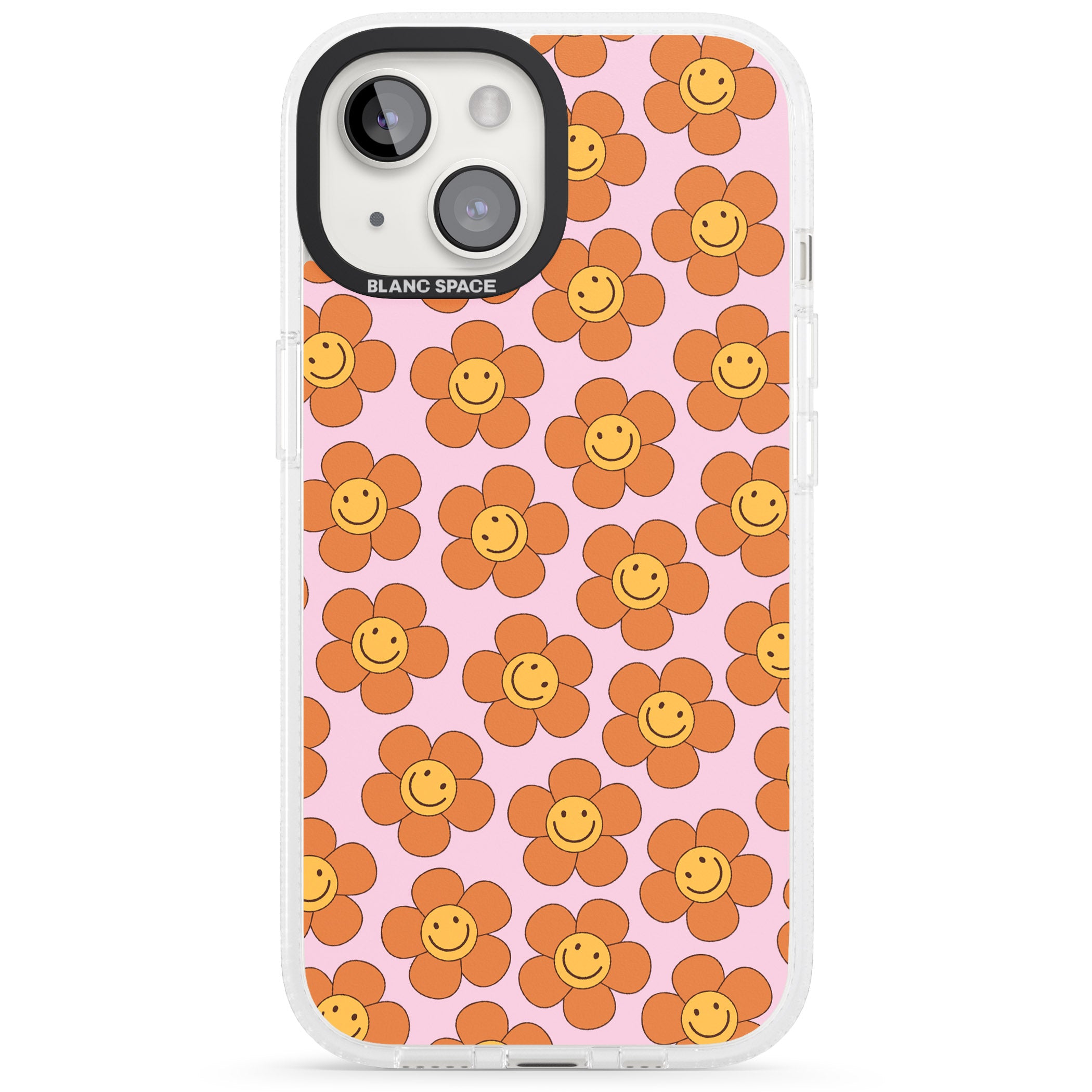 Floral Smiles iPhone 15 / 14 / 13 Clear Case Impact Air - Blanc Space