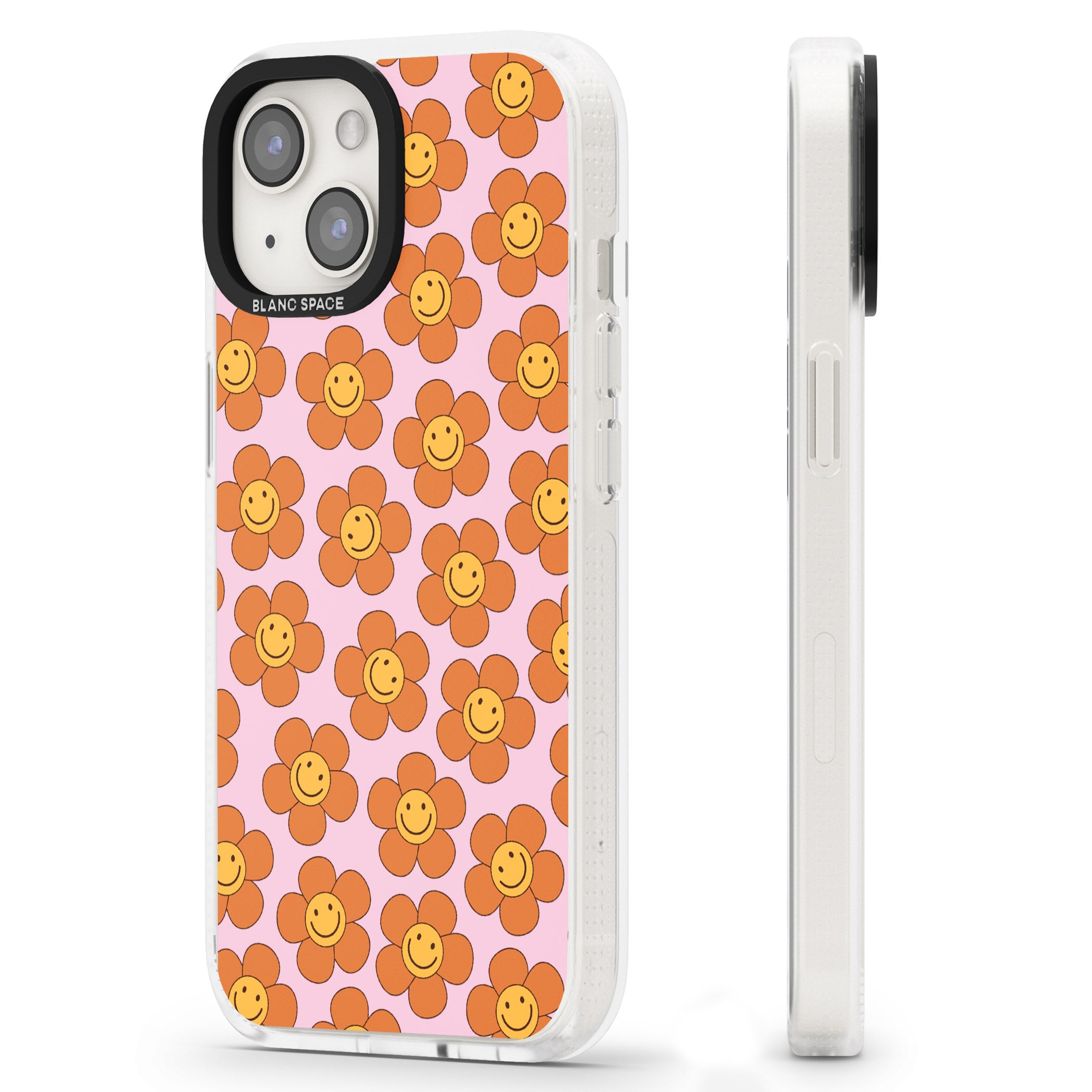 Floral Smiles iPhone 15 / 14 / 13 Clear Case Impact Air - Blanc Space