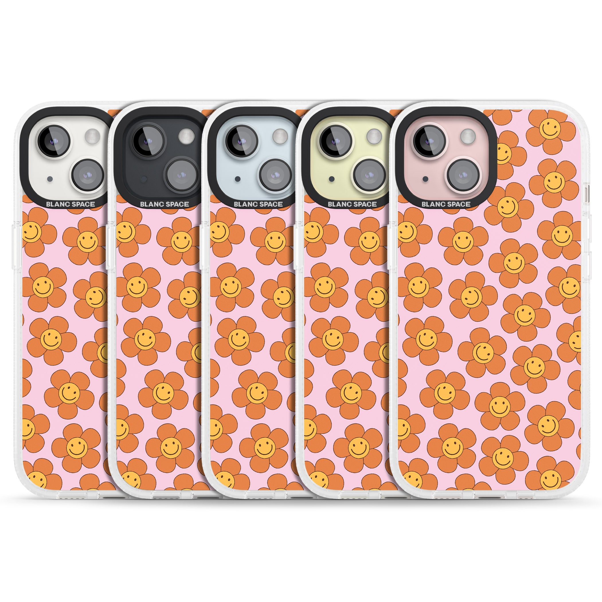 Floral Smiles iPhone 15 / 14 / 13 Clear Case Impact Air - Blanc Space