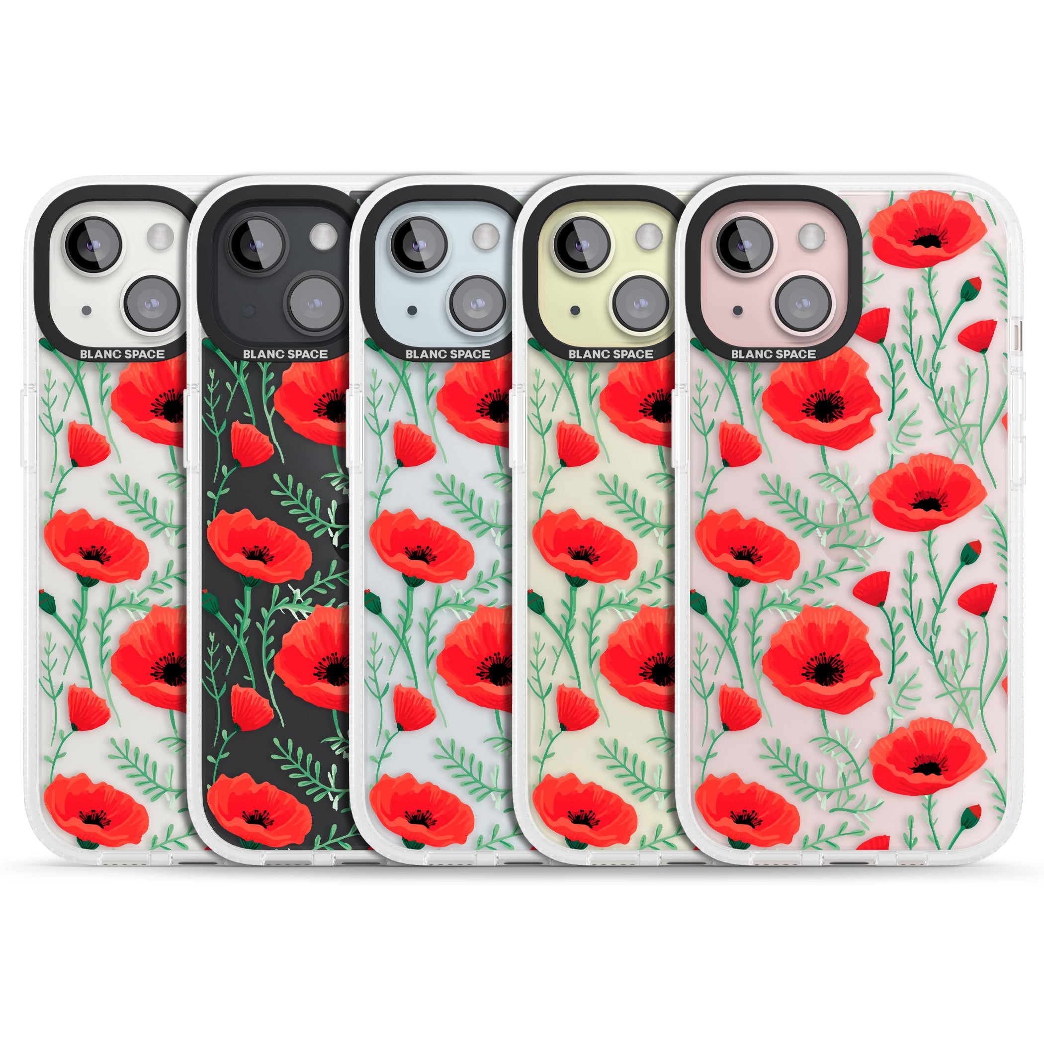 Poppy Garden iPhone 15 / 14 / 13 Clear Case Impact Air - Blanc Space