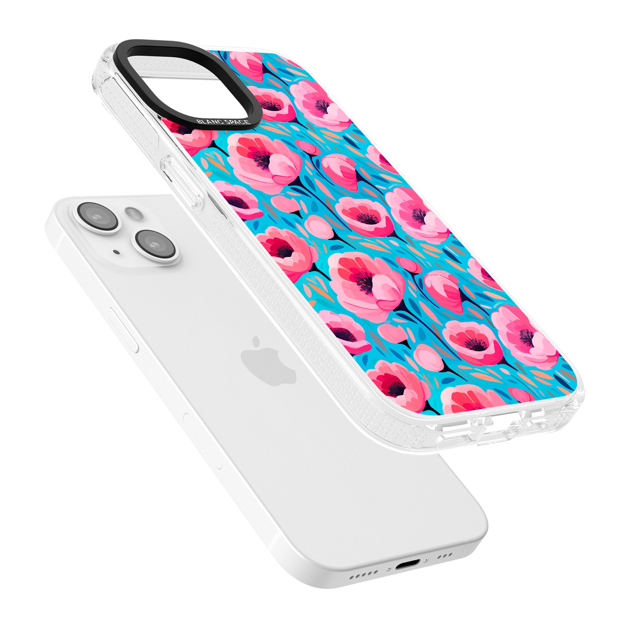 Tropical Pink Poppies iPhone 15 / 14 / 13 Clear Case Impact Air - Blanc Space