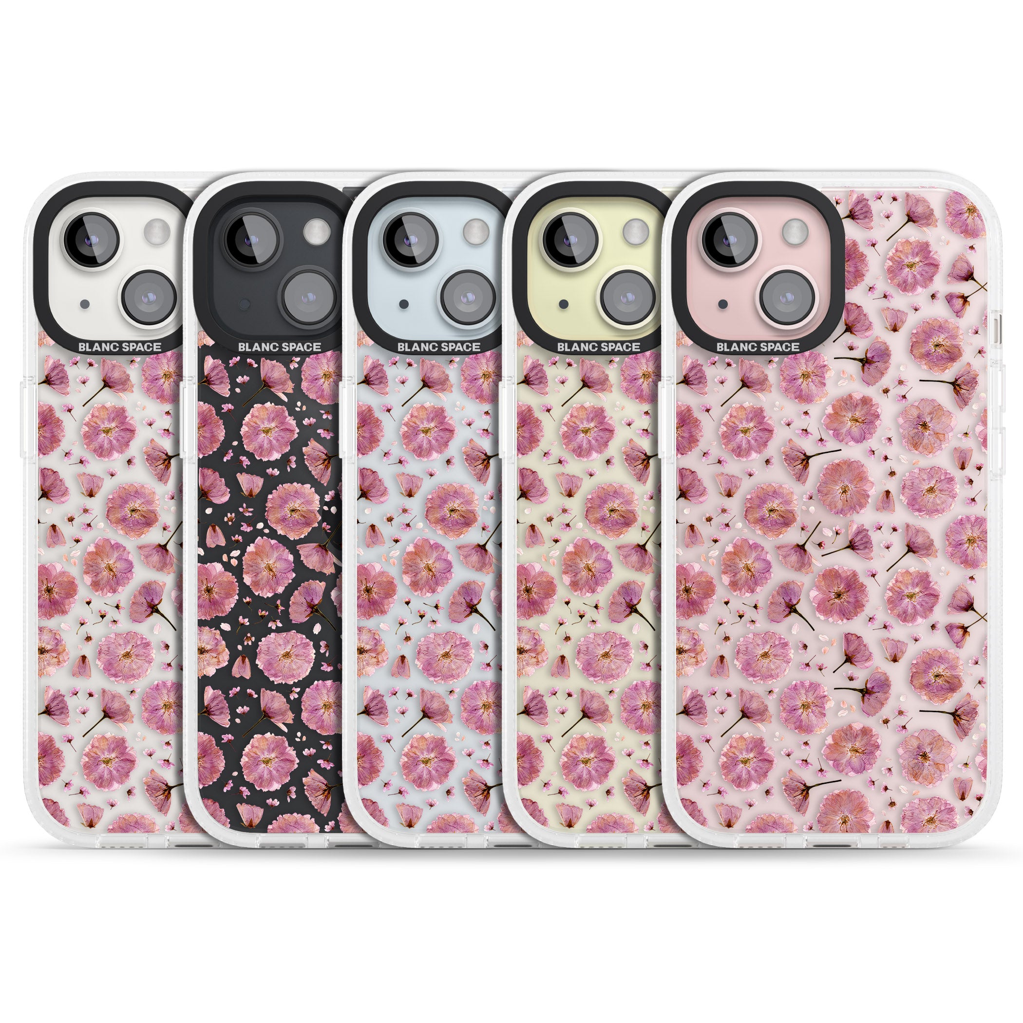 Pink Flowers & Blossoms Transparent Design iPhone 15 / 14 / 13 Clear Case Impact Air - Blanc Space