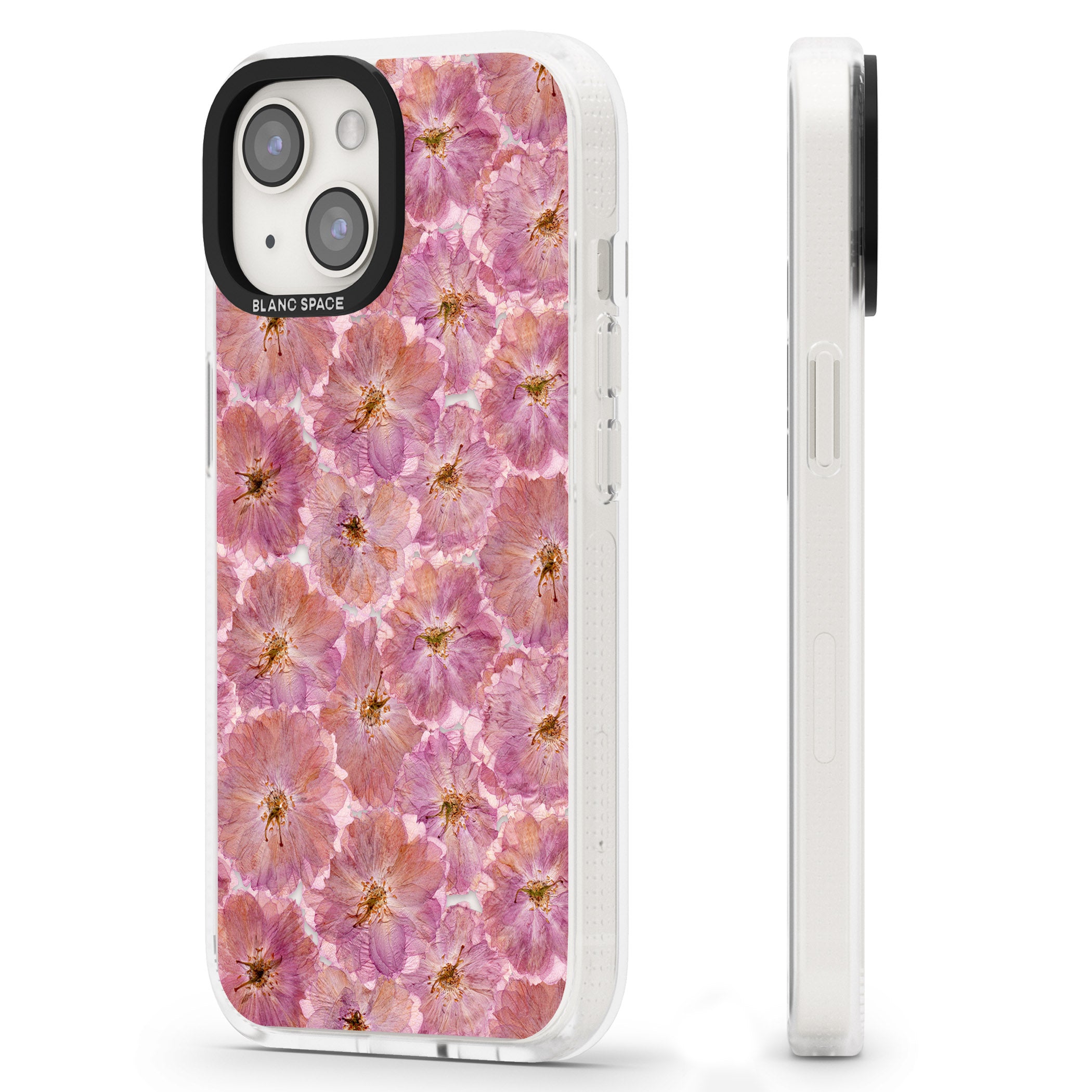Large Pink Flowers Transparent Design iPhone 15 / 14 / 13 Clear Case Impact Air - Blanc Space
