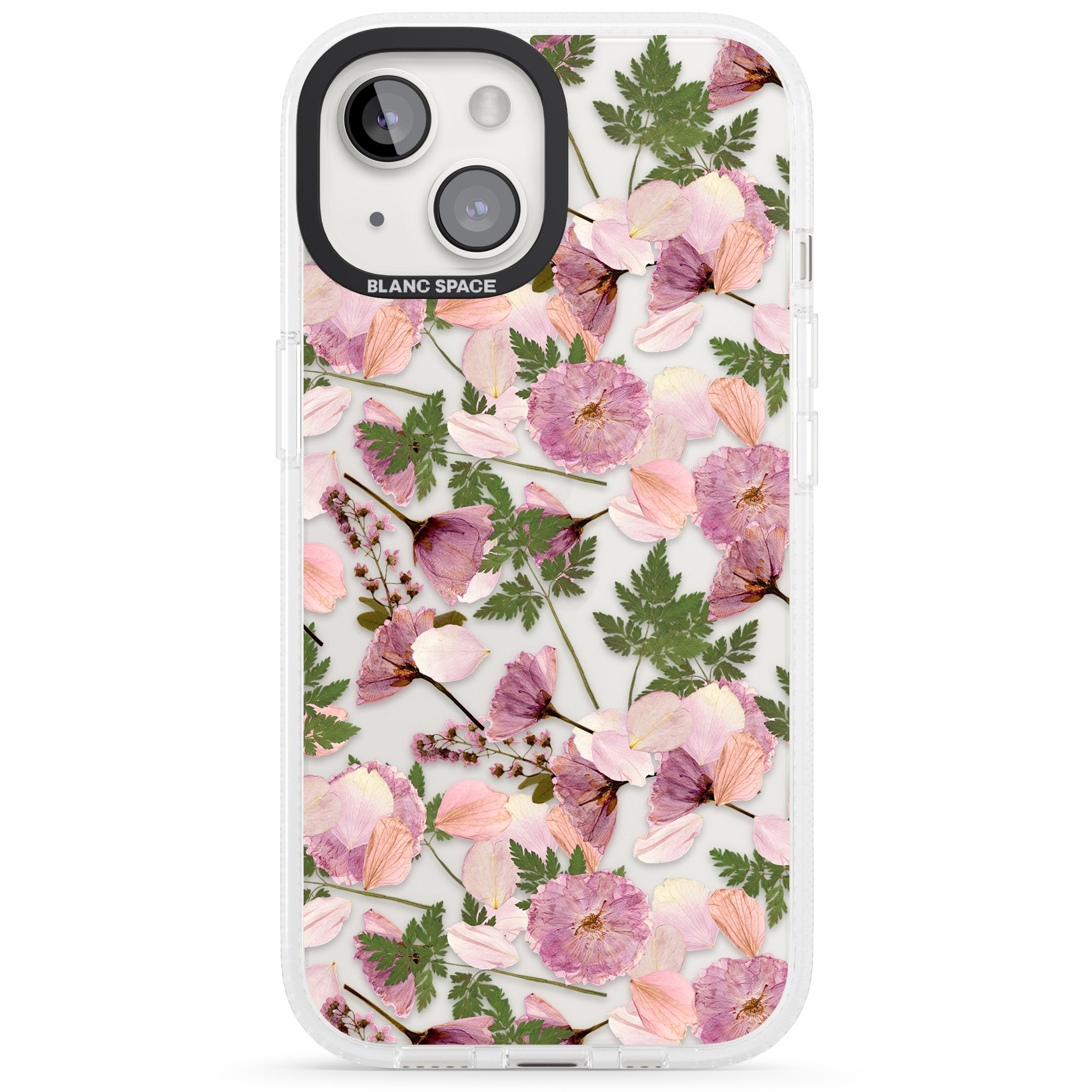 Leafy Floral Pattern Transparent Design iPhone 15 / 14 / 13 Clear Case Impact Air - Blanc Space