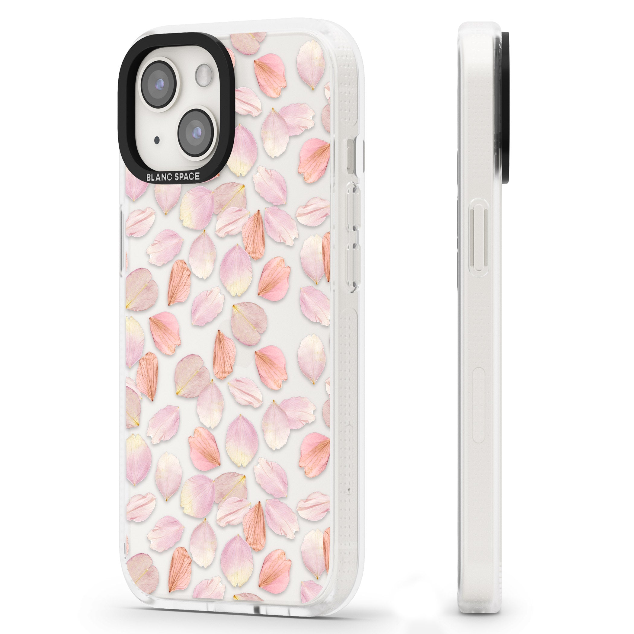 Pink Petals Transparent Design iPhone 15 / 14 / 13 Clear Case Impact Air - Blanc Space