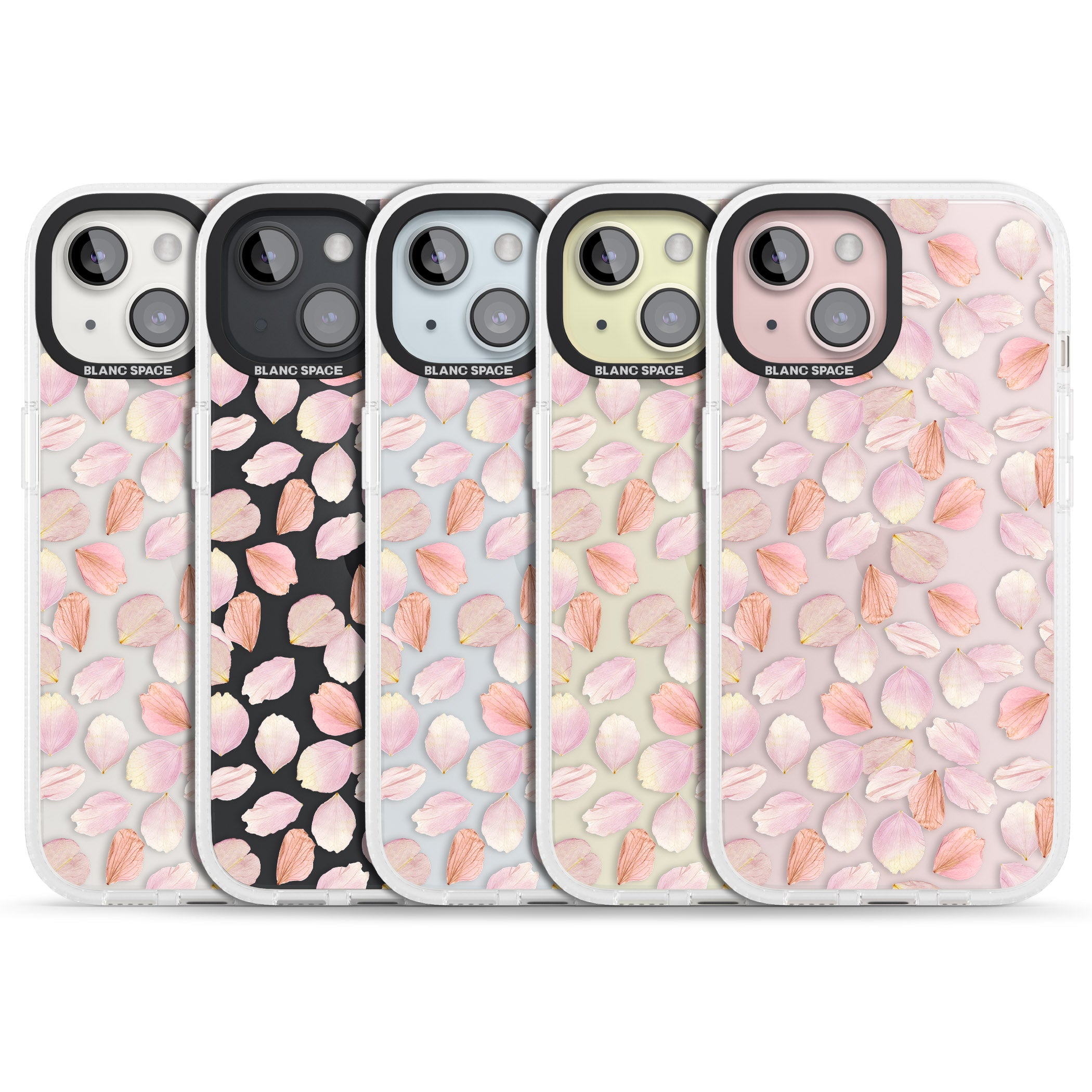 Pink Petals Transparent Design iPhone 15 / 14 / 13 Clear Case Impact Air - Blanc Space