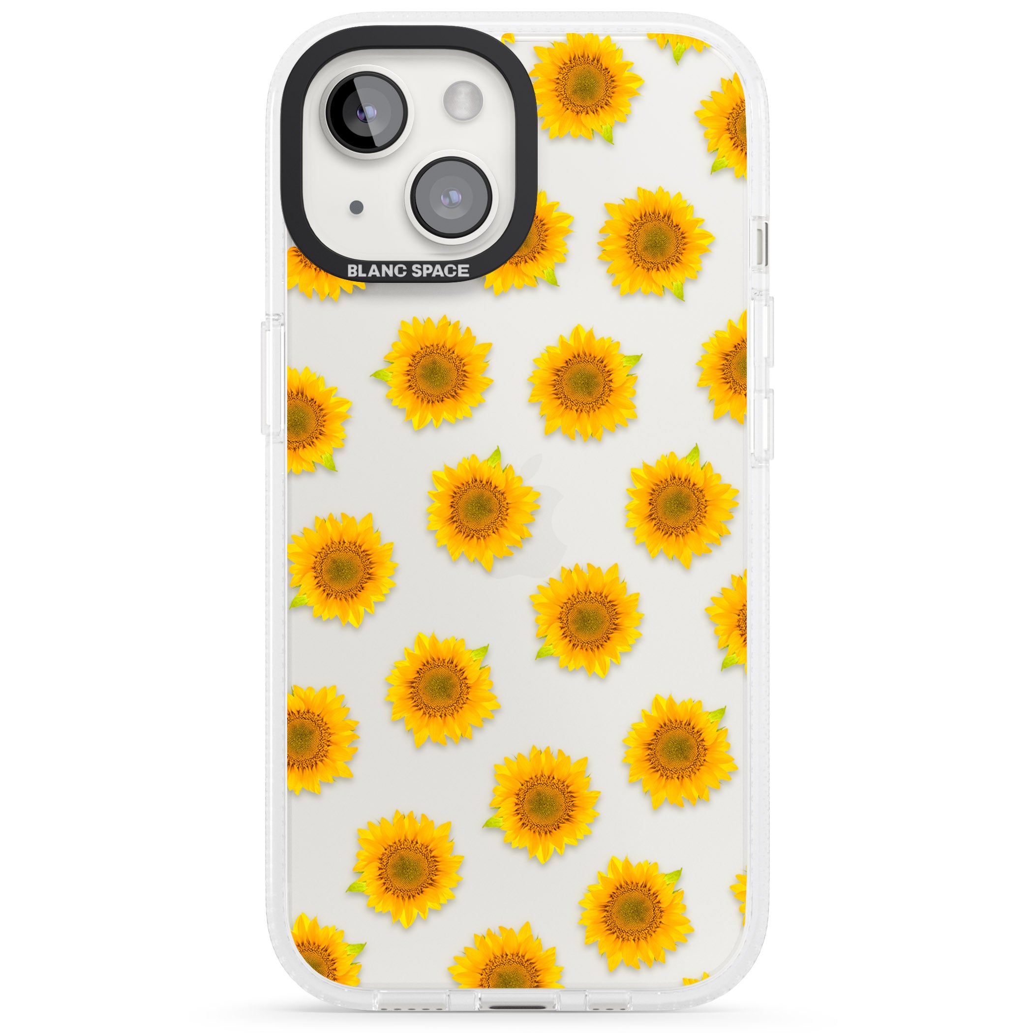 Sunflowers Transparent Pattern iPhone 15 / 14 / 13 Clear Case Impact Air - Blanc Space
