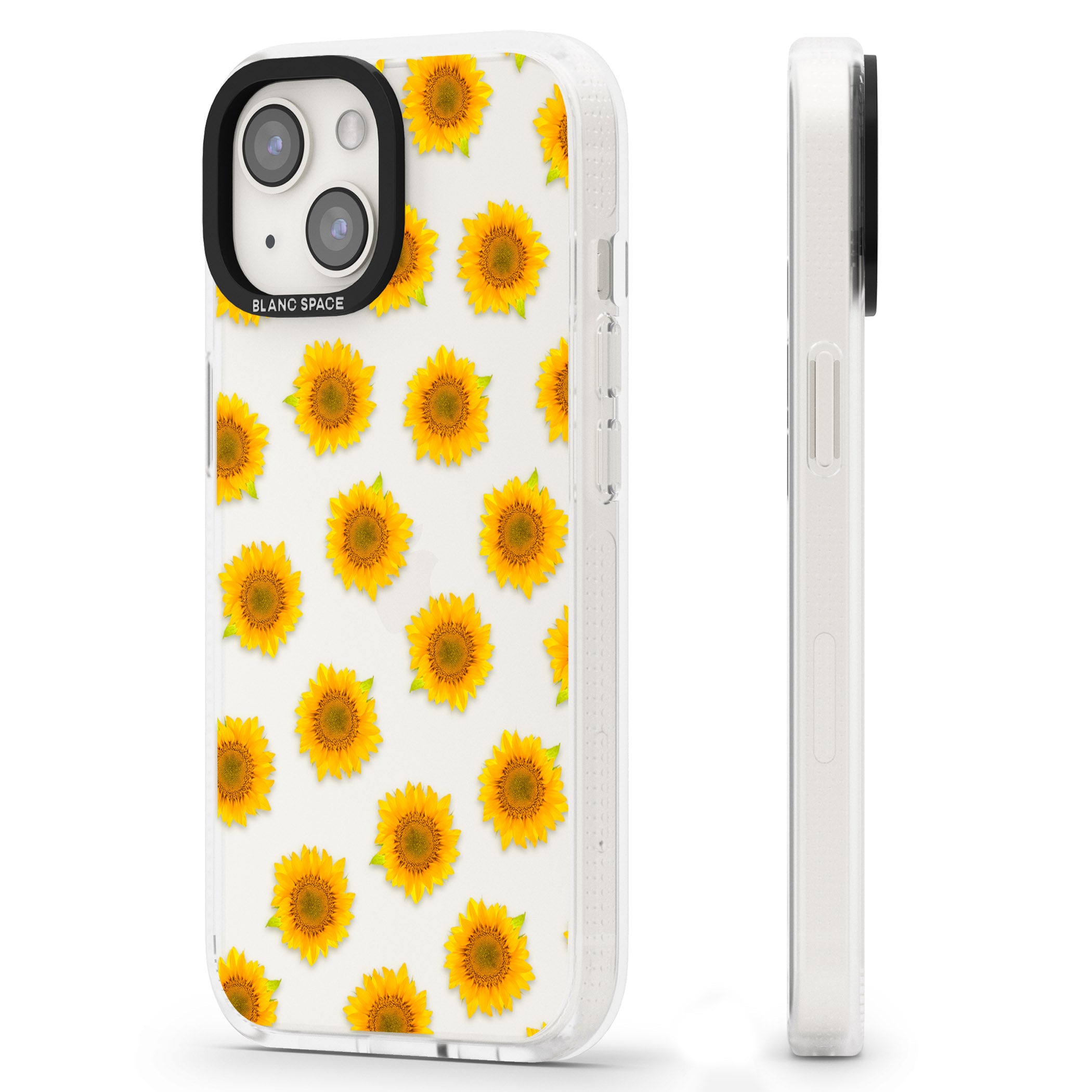 Sunflowers Transparent Pattern iPhone 15 / 14 / 13 Clear Case Impact Air - Blanc Space
