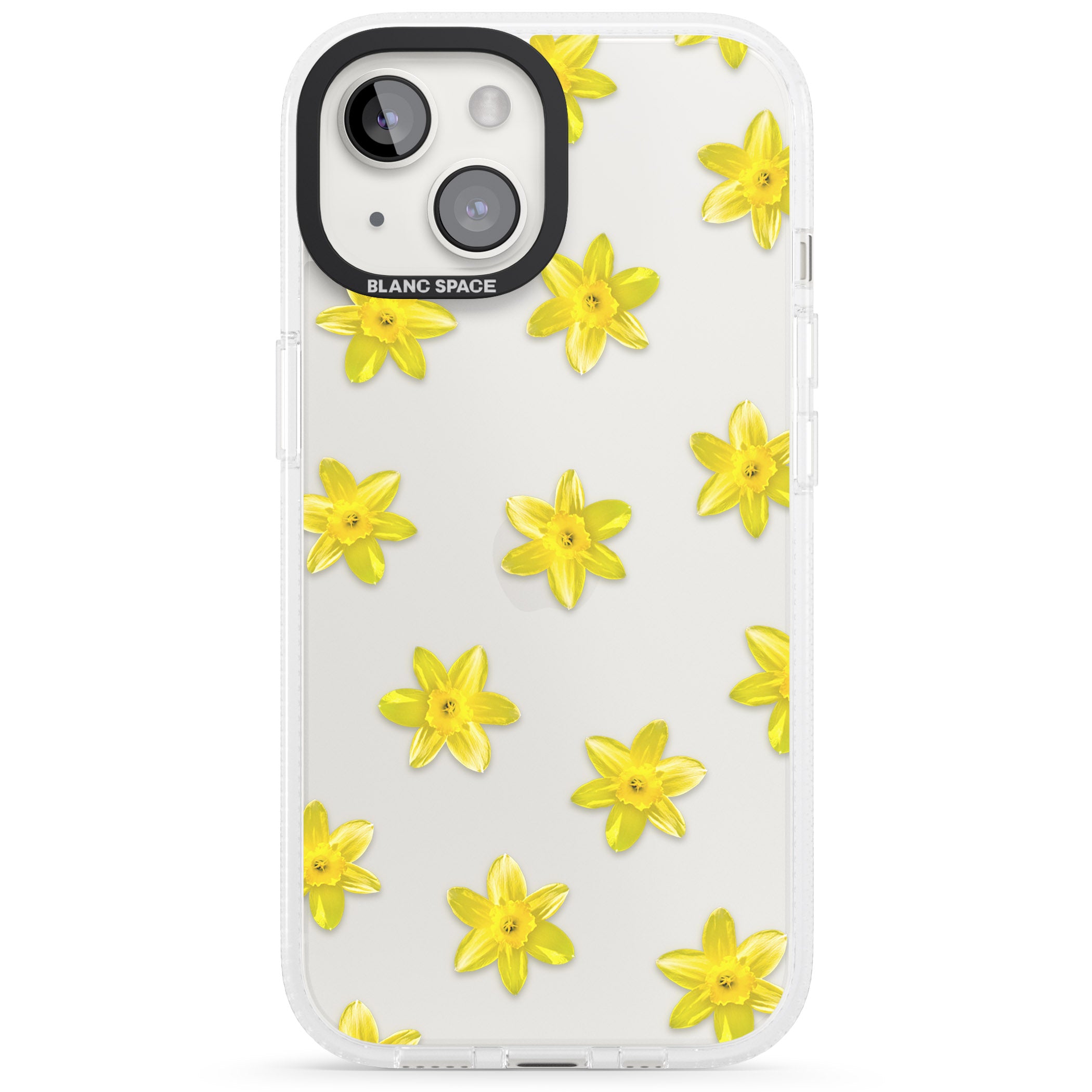 Daffodils Transparent Pattern iPhone 15 / 14 / 13 Clear Case Impact Air - Blanc Space