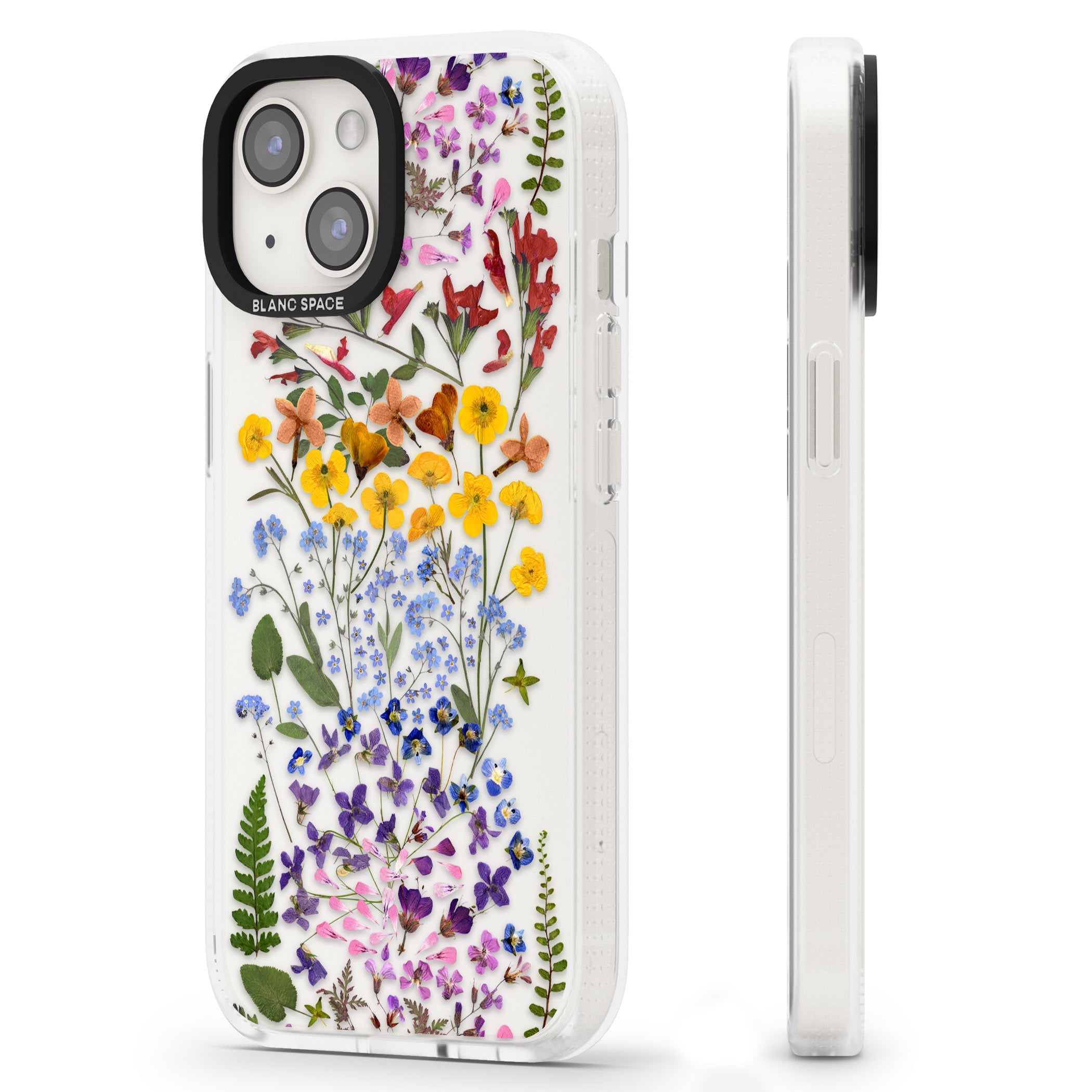 Wild Flower Stripe Design iPhone 15 / 14 / 13 Clear Case Impact Air - Blanc Space