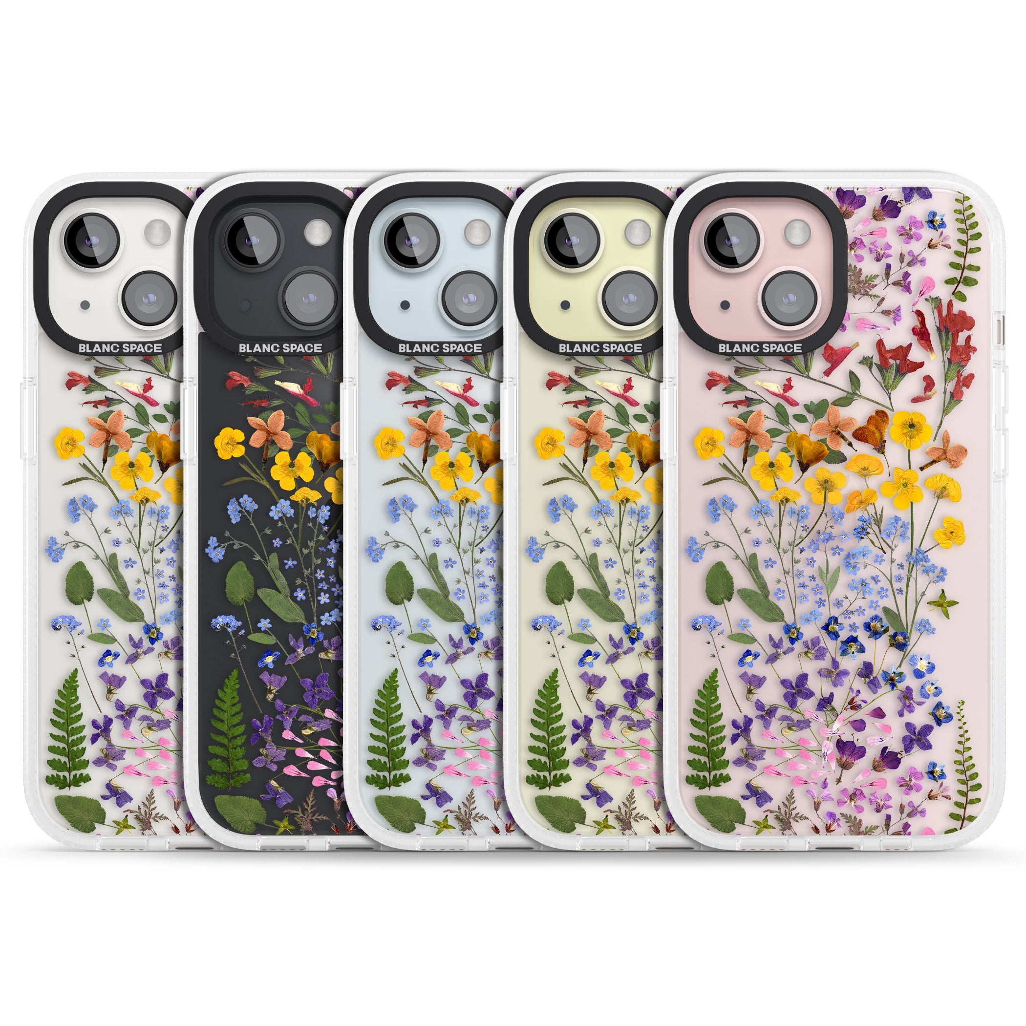 Wild Flower Stripe Design iPhone 15 / 14 / 13 Clear Case Impact Air - Blanc Space