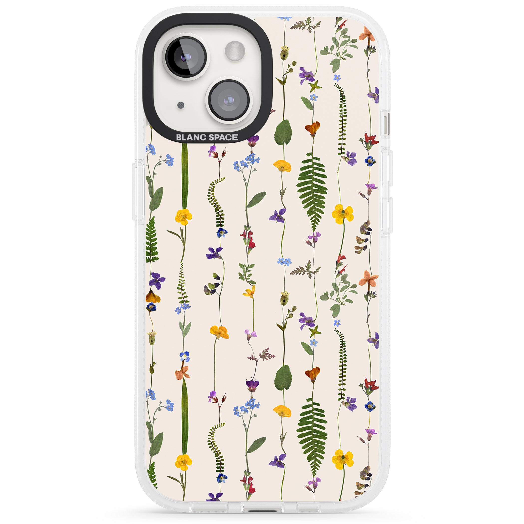 Wildflower Chain Design - Cream iPhone 15 / 14 / 13 Clear Case Impact Air - Blanc Space