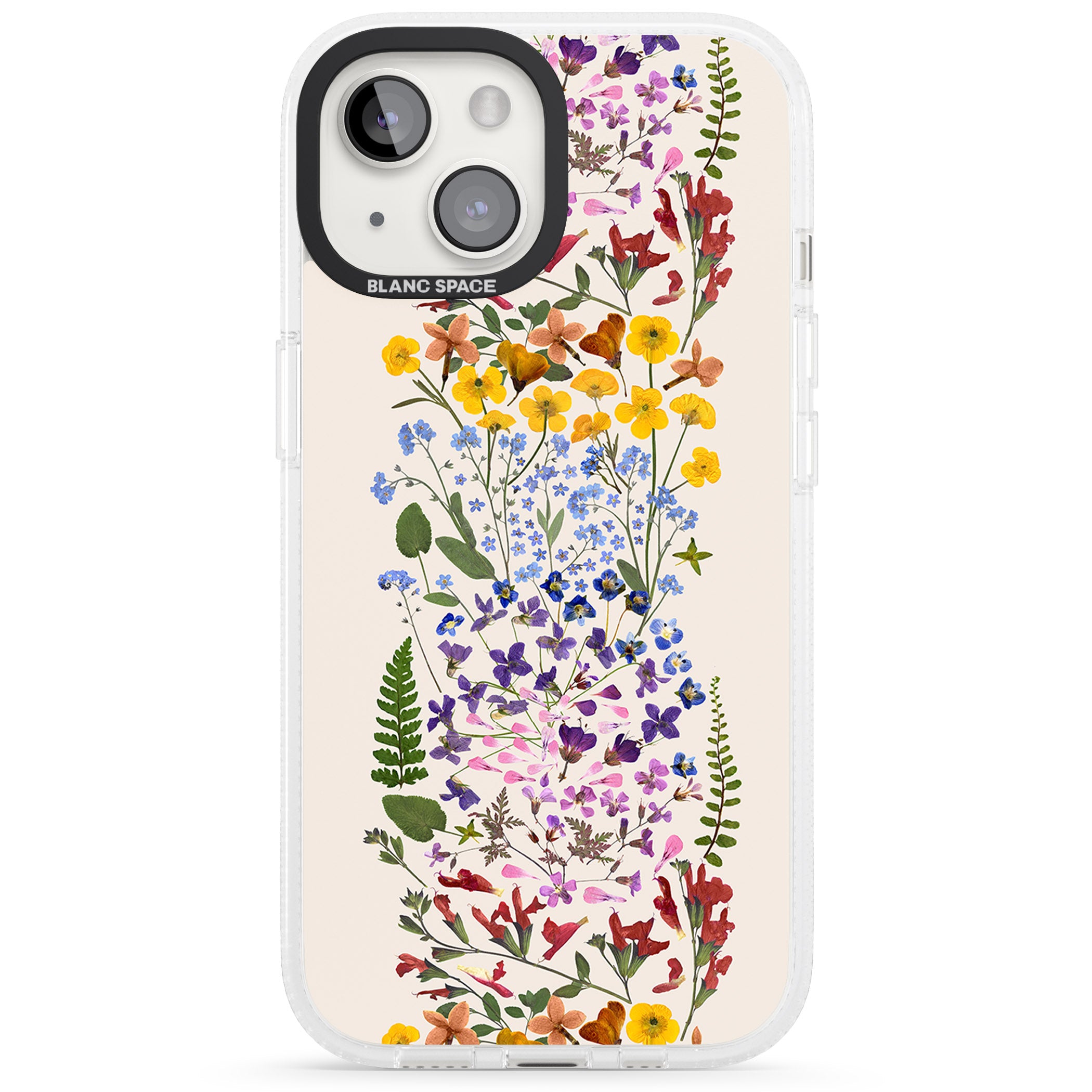 Wildflower Stripe Design - Cream iPhone 15 / 14 / 13 Clear Case Impact Air - Blanc Space