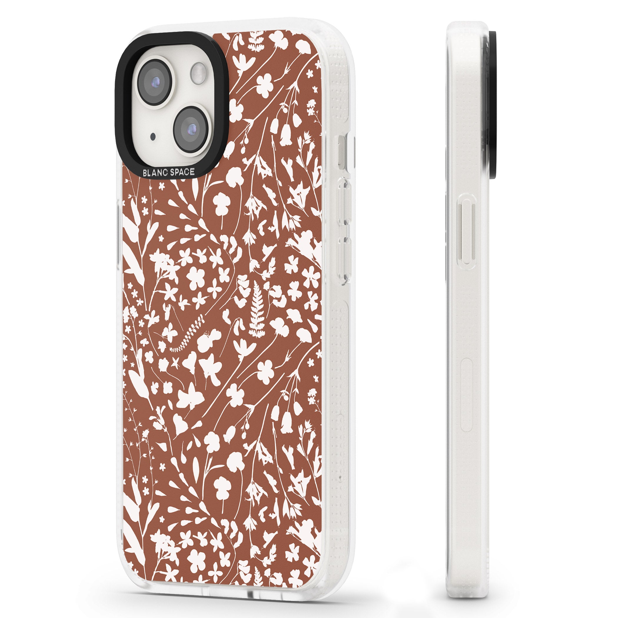 Wildflower Cluster on Terracotta iPhone 15 / 14 / 13 Clear Case Impact Air - Blanc Space