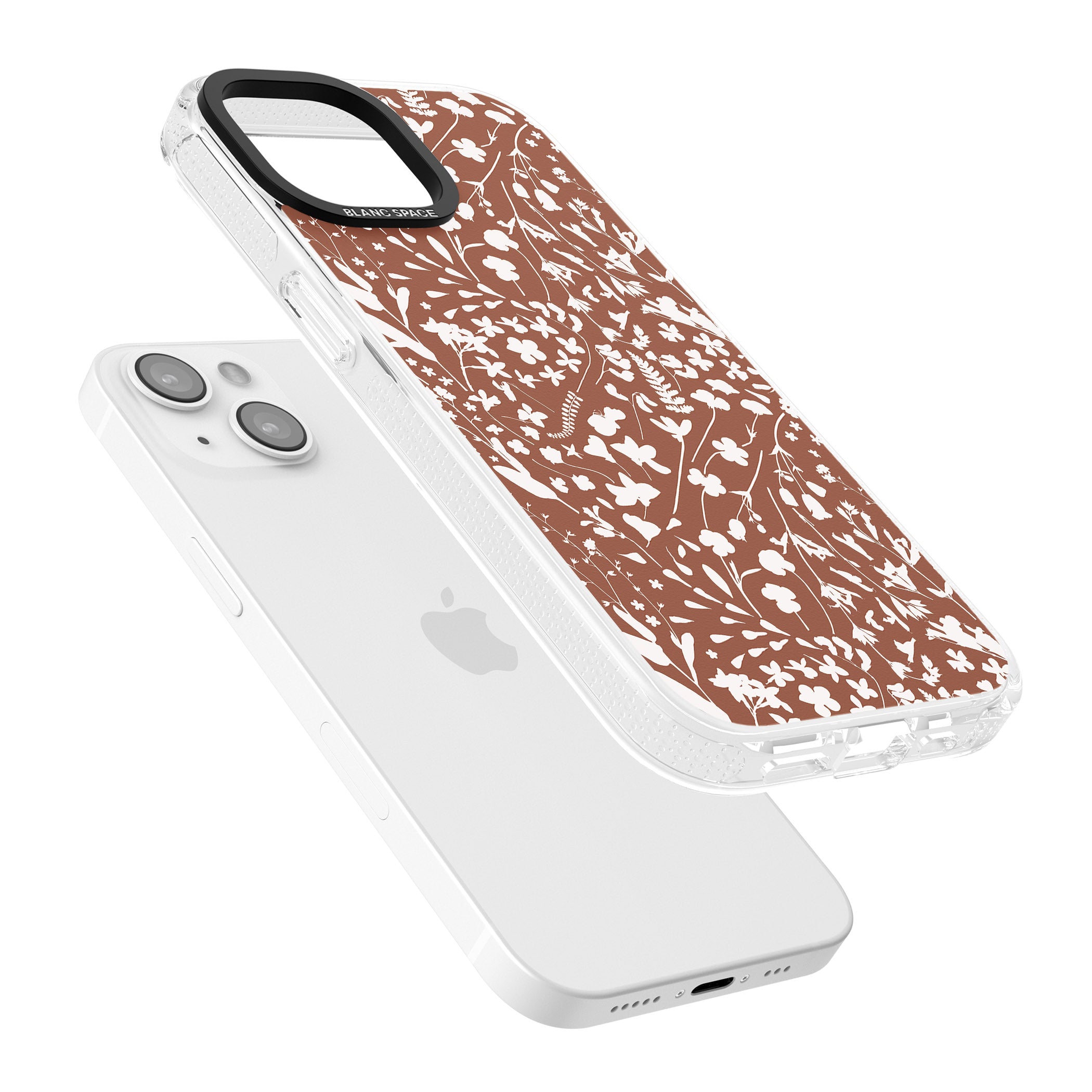 Wildflower Cluster on Terracotta iPhone 15 / 14 / 13 Clear Case Impact Air - Blanc Space
