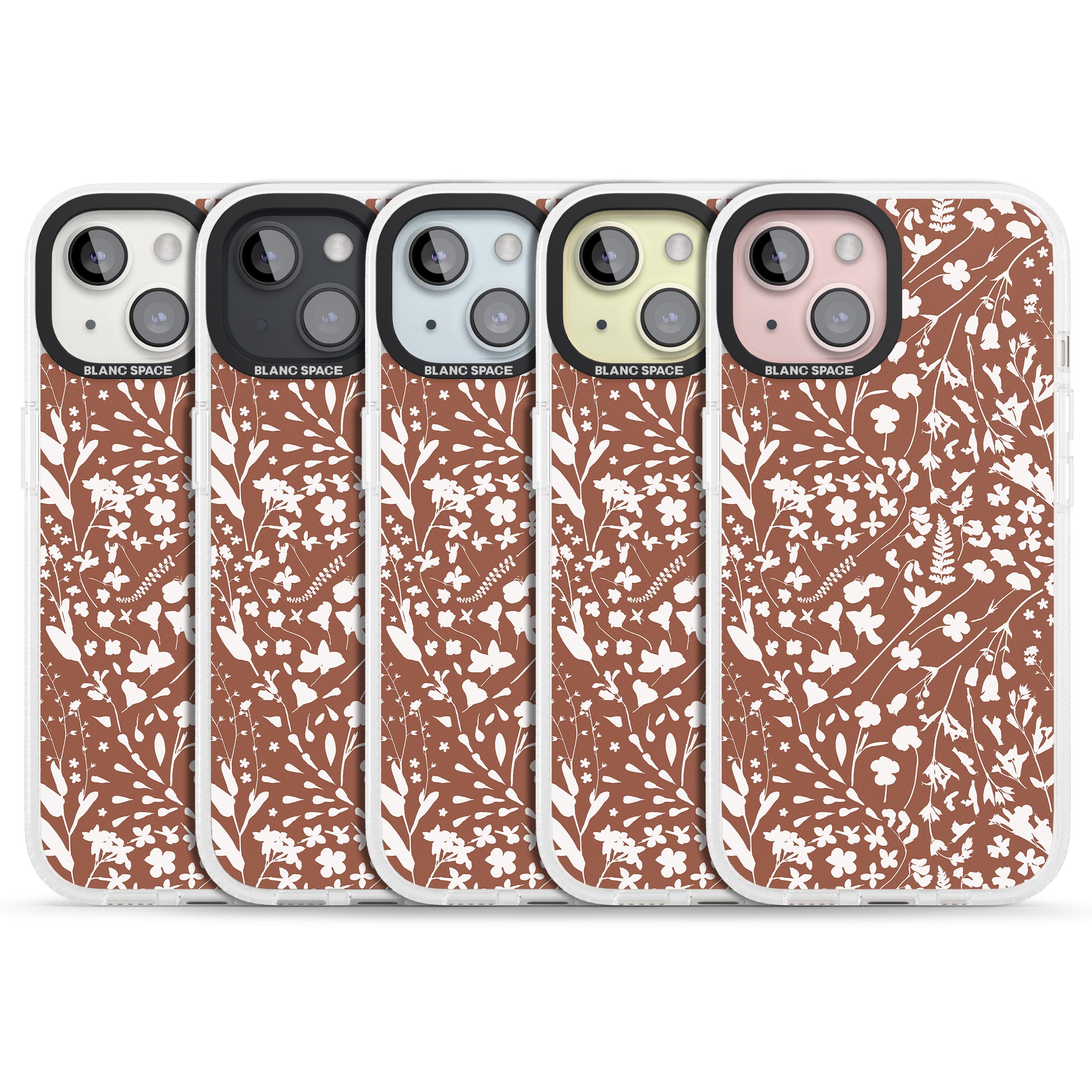 Wildflower Cluster on Terracotta iPhone 15 / 14 / 13 Clear Case Impact Air - Blanc Space