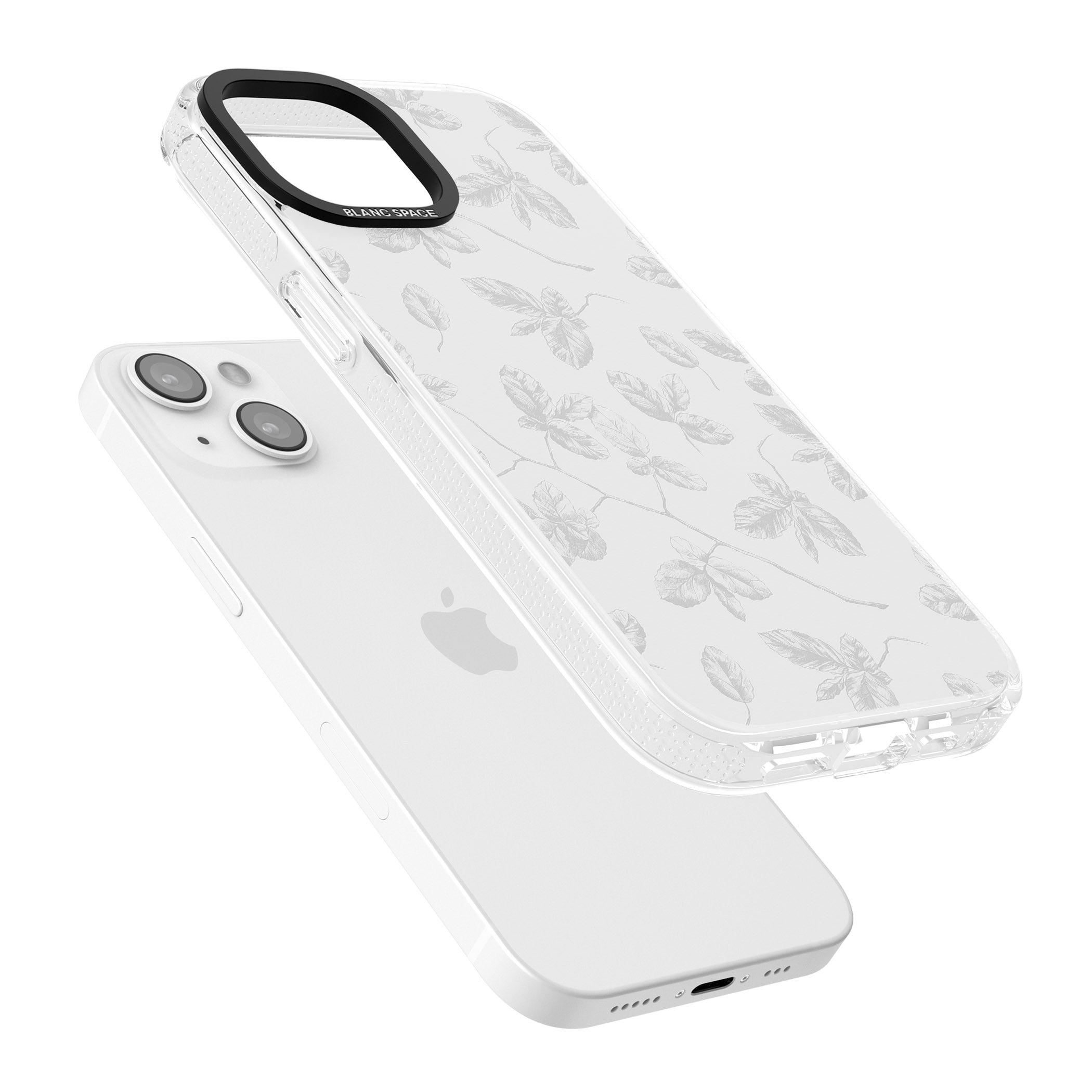 Grey Branches Vintage Botanical iPhone 15 / 14 / 13 Clear Case Impact Air - Blanc Space