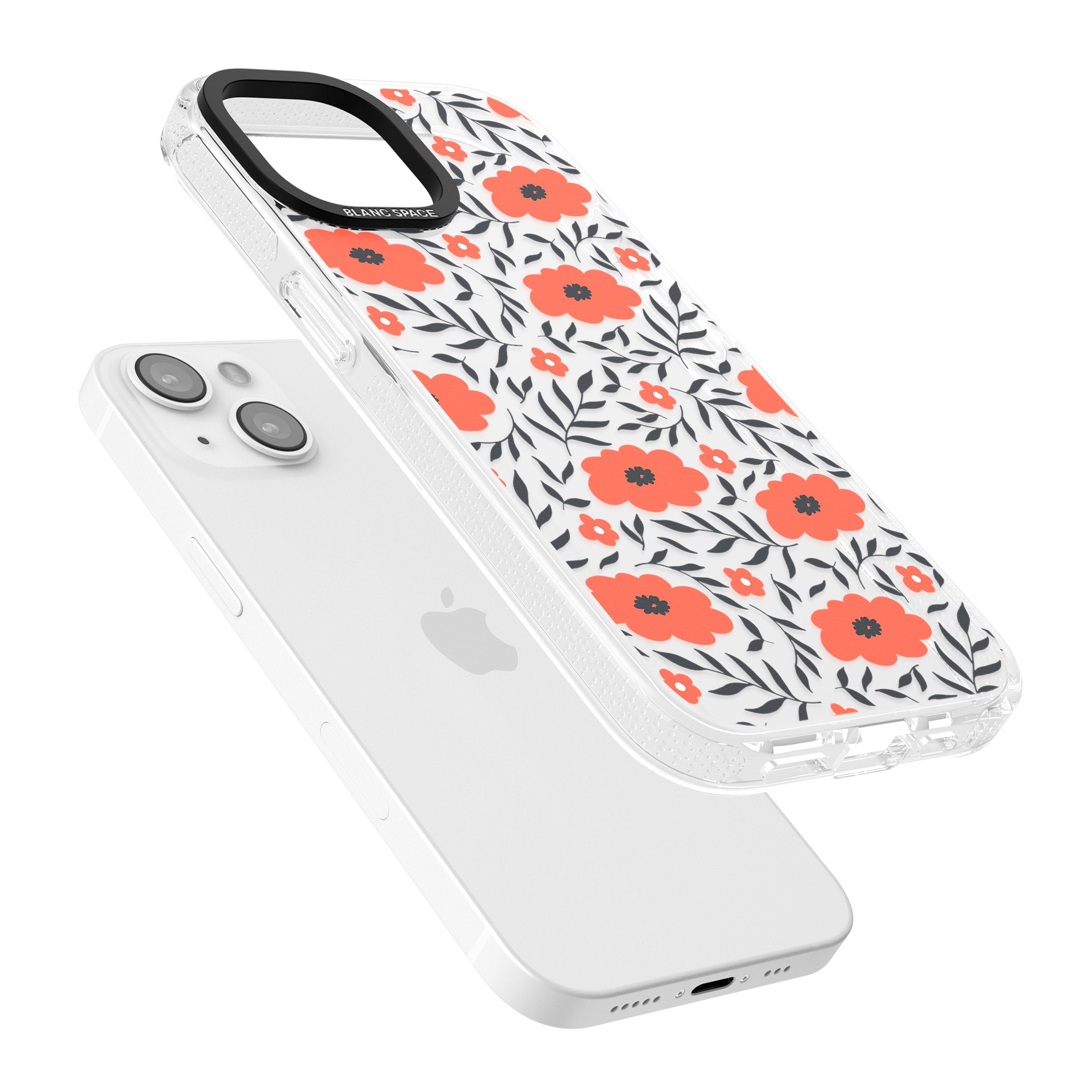 Red Poppy Transparent Floral iPhone 15 / 14 / 13 Clear Case Impact Air - Blanc Space
