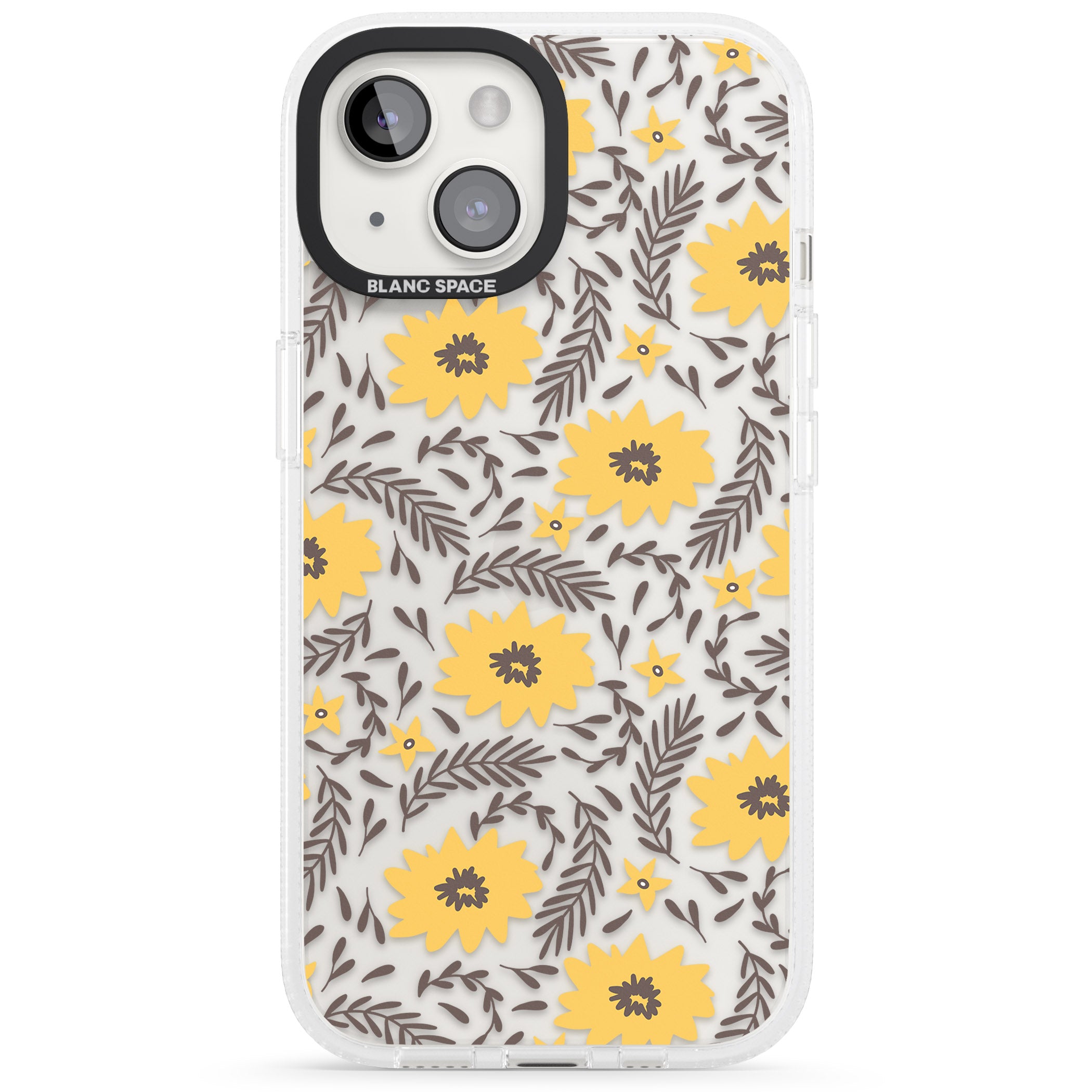 Yellow Blossoms Transparent Floral iPhone 15 / 14 / 13 Clear Case Impact Air - Blanc Space
