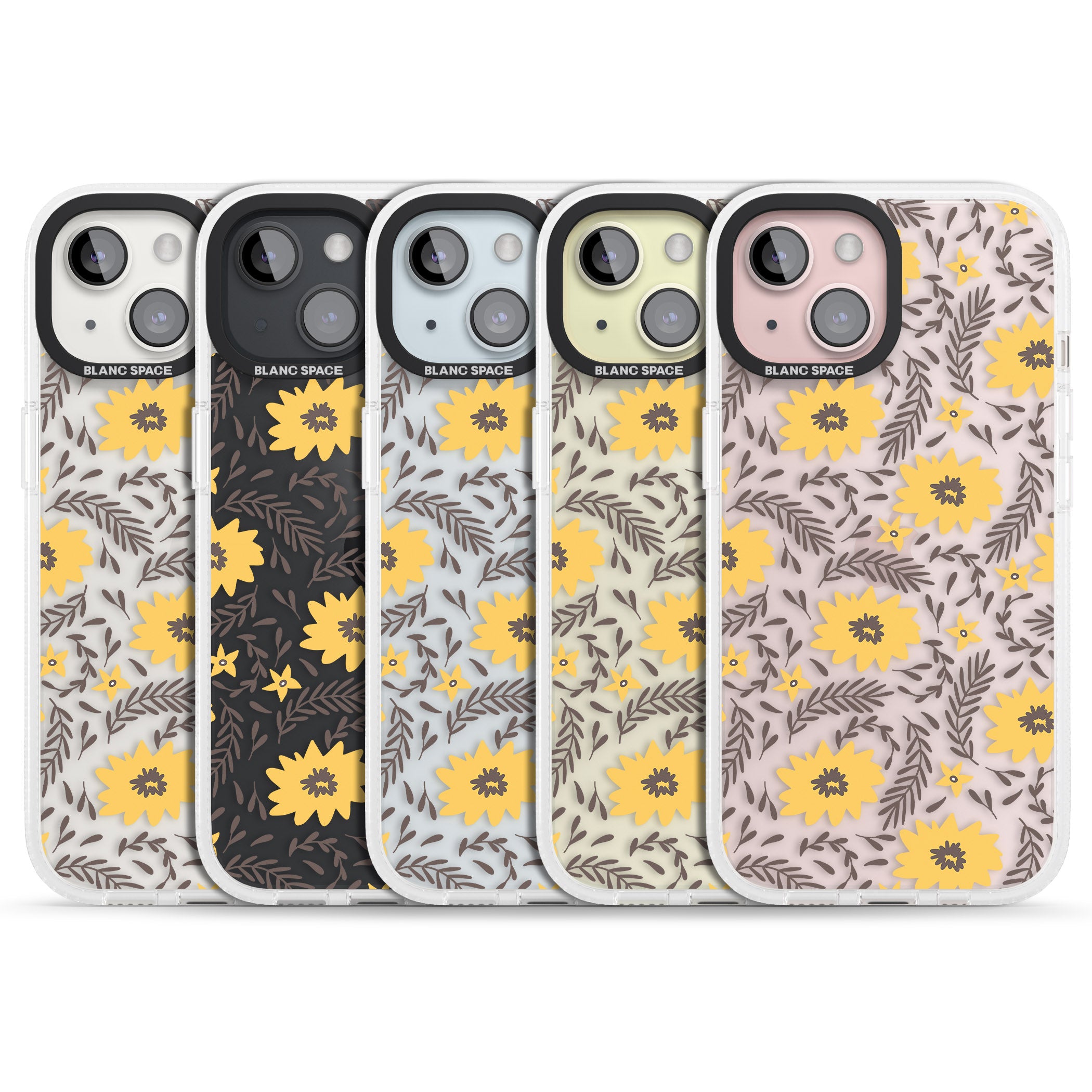 Yellow Blossoms Transparent Floral iPhone 15 / 14 / 13 Clear Case Impact Air - Blanc Space
