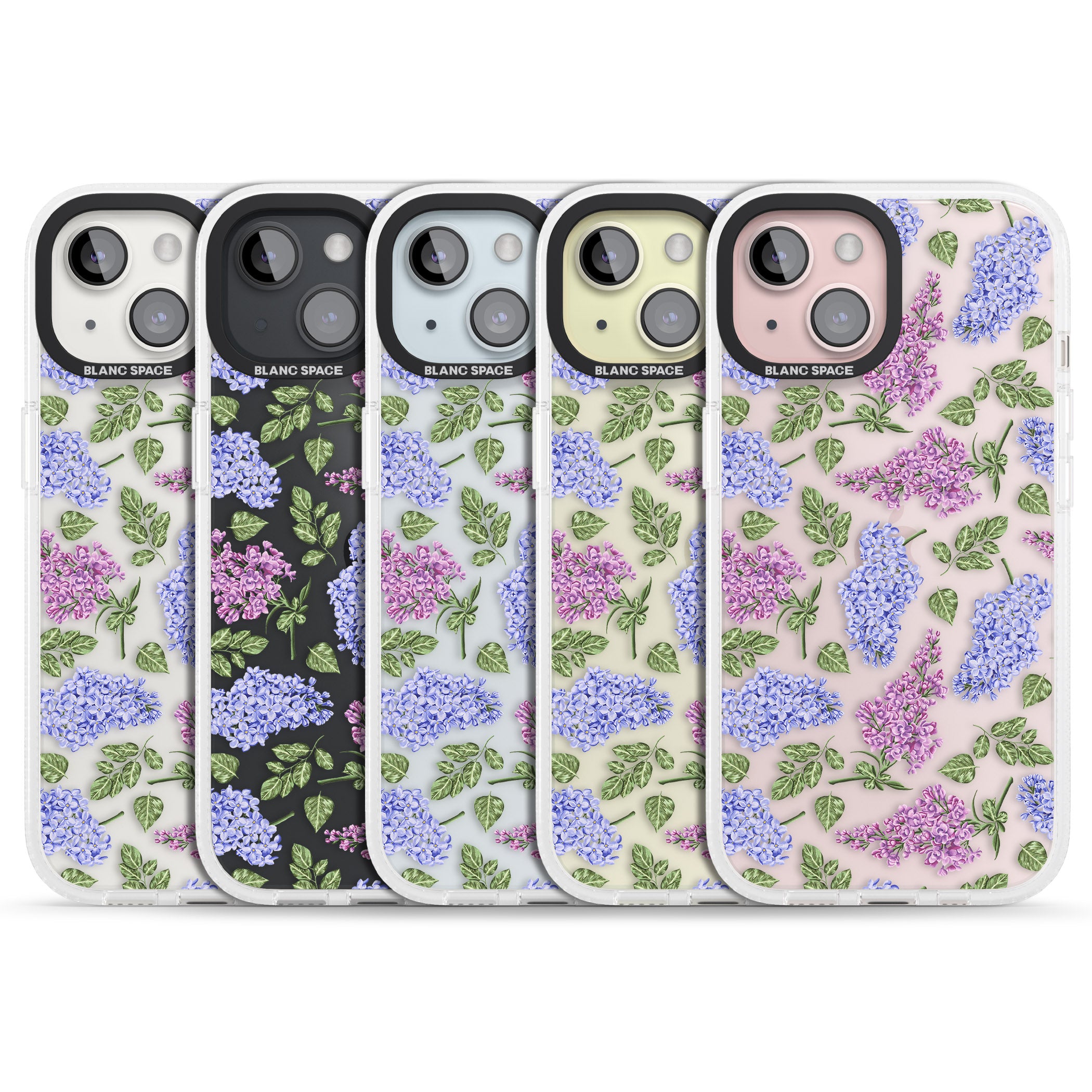 Purple Blossoms Transparent Floral iPhone 15 / 14 / 13 Clear Case Impact Air - Blanc Space