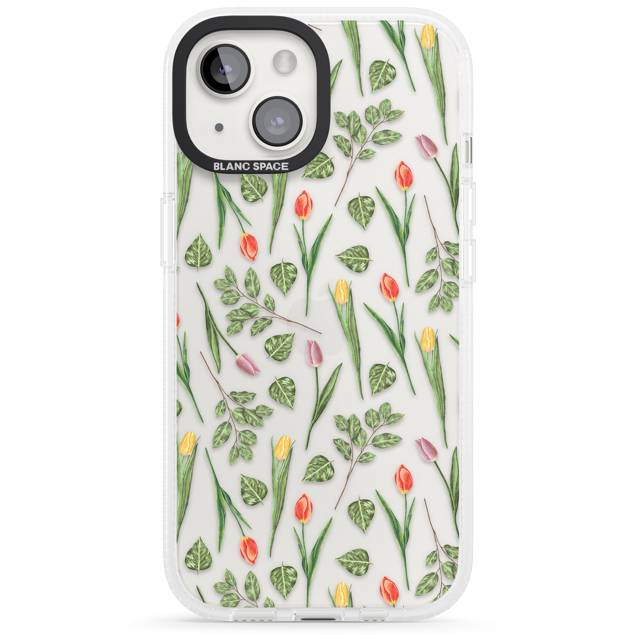 Spring Tulips Transparent Floral iPhone 15 / 14 / 13 Clear Case Impact Air - Blanc Space