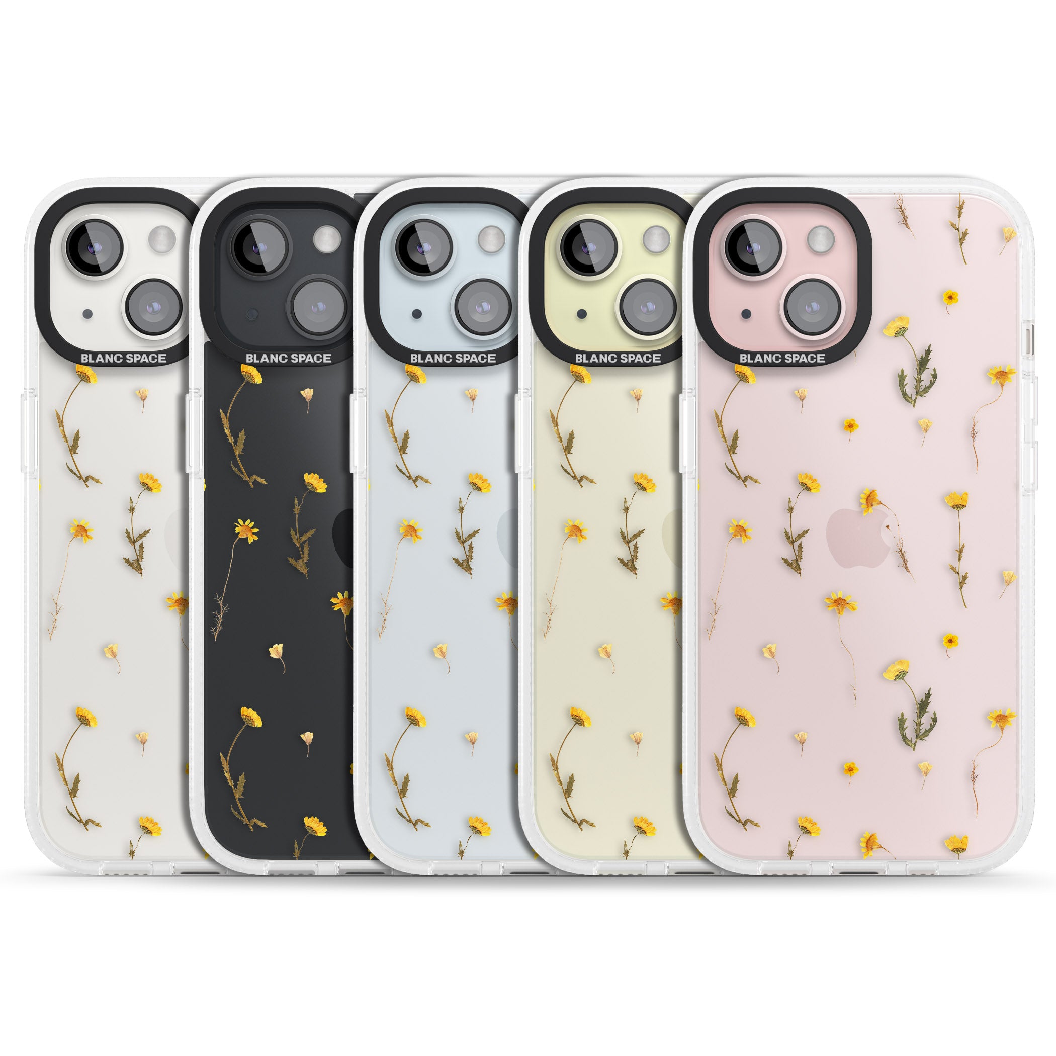 Mixed Yellow Flowers - Dried Flower-Inspired iPhone 15 / 14 / 13 Clear Case Impact Air - Blanc Space