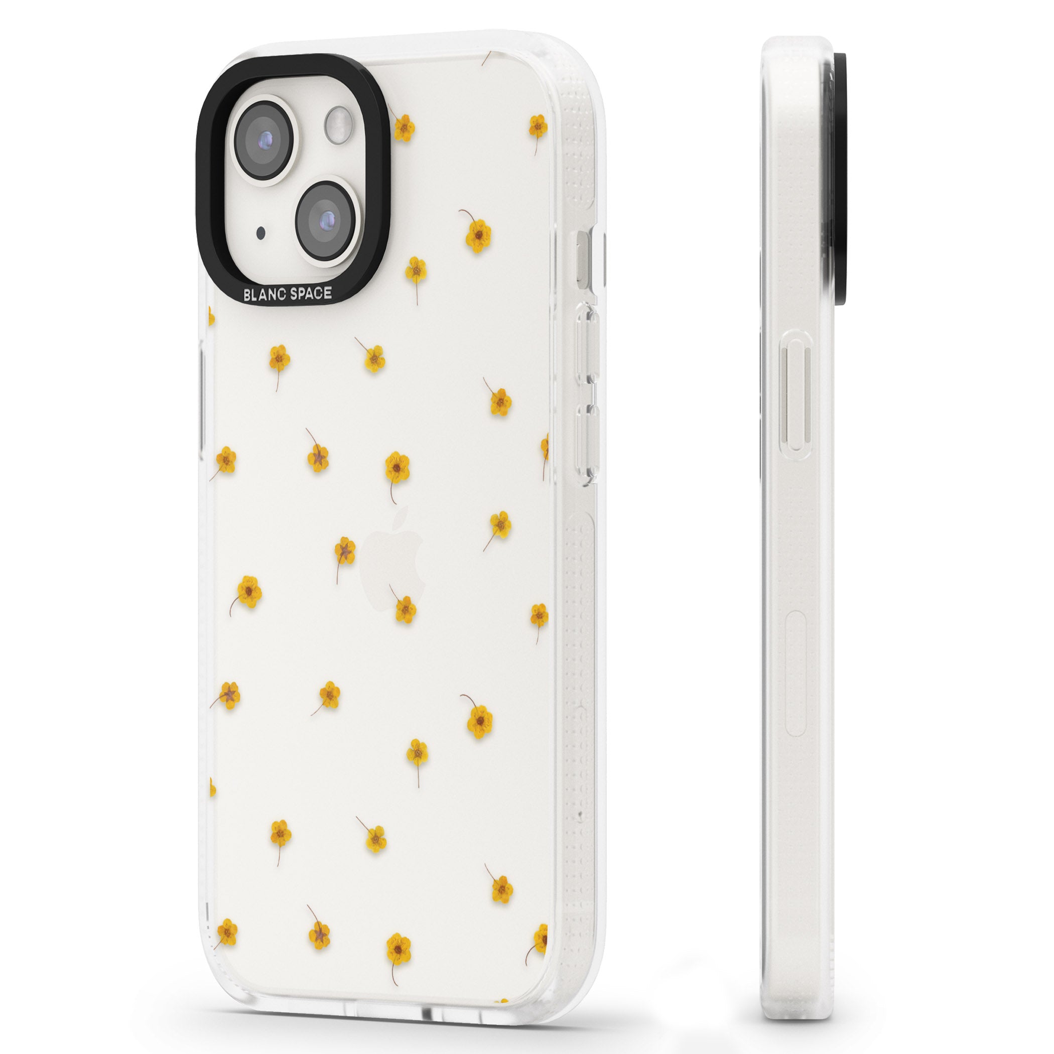 Yellow Flower Pattern - Dried Flower-Inspired iPhone 15 / 14 / 13 Clear Case Impact Air - Blanc Space